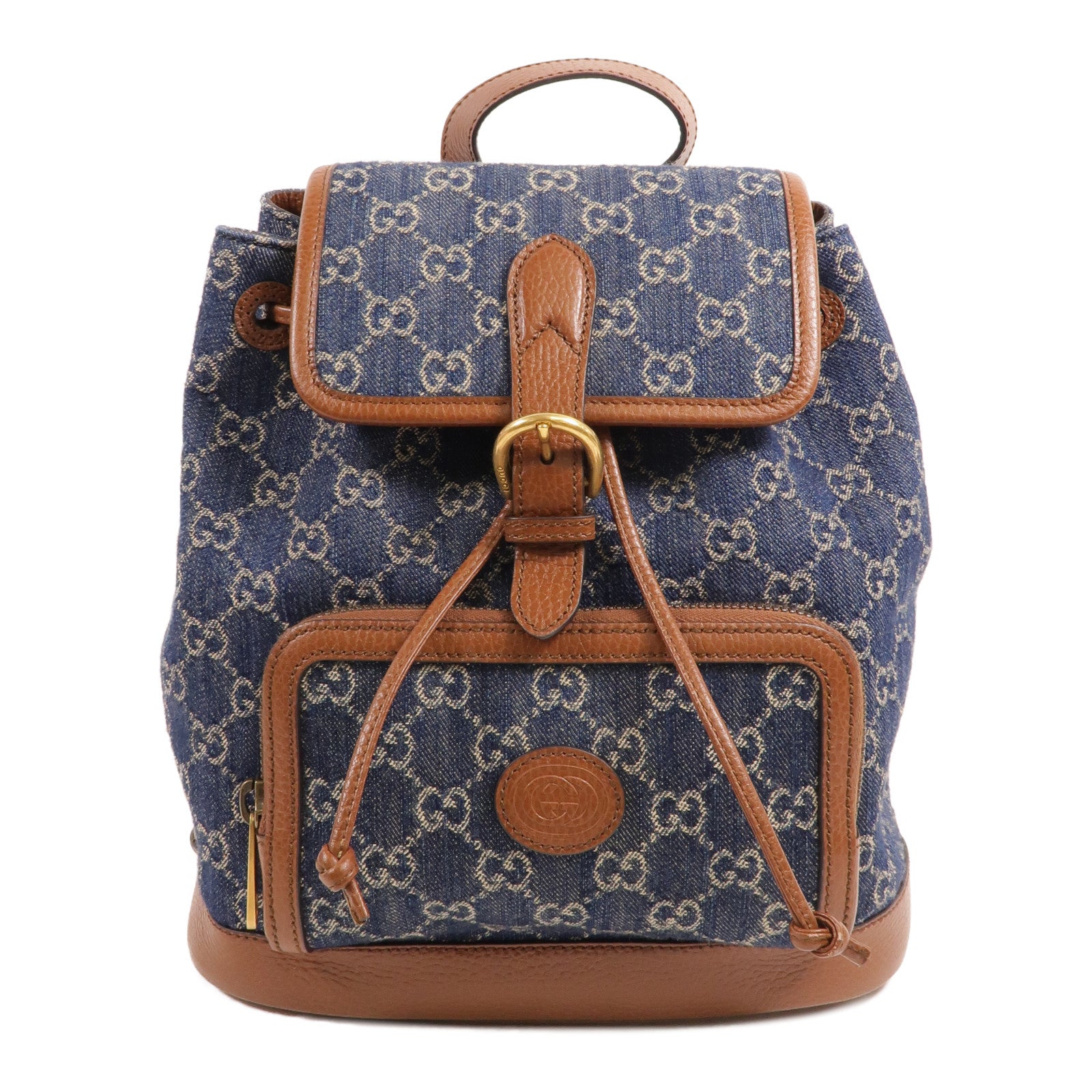 GUCCI Denim/牛皮皮革GG Backpack背包