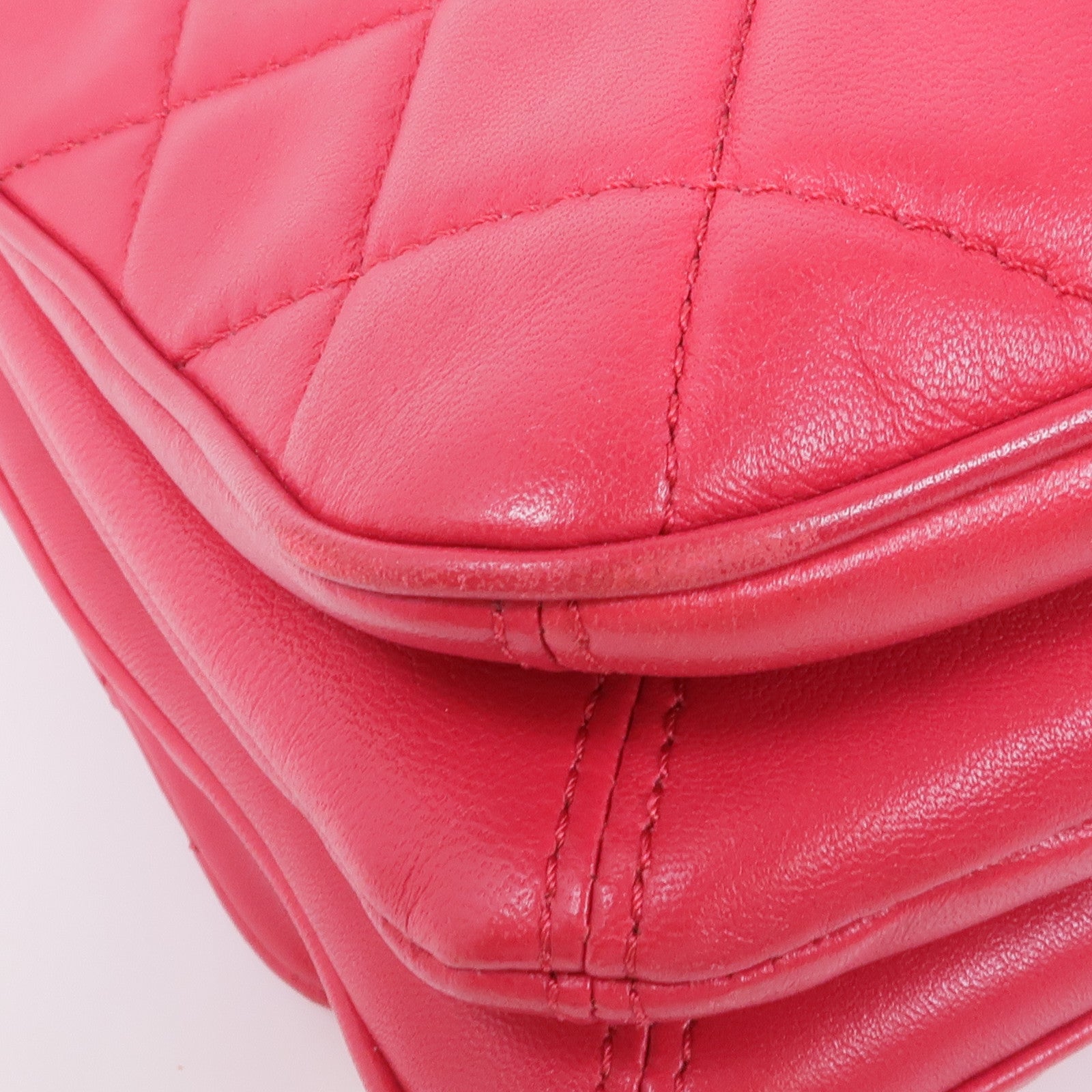 CHANEL 羊皮皮革Chain Shoulder銀扣鏈帶肩背袋