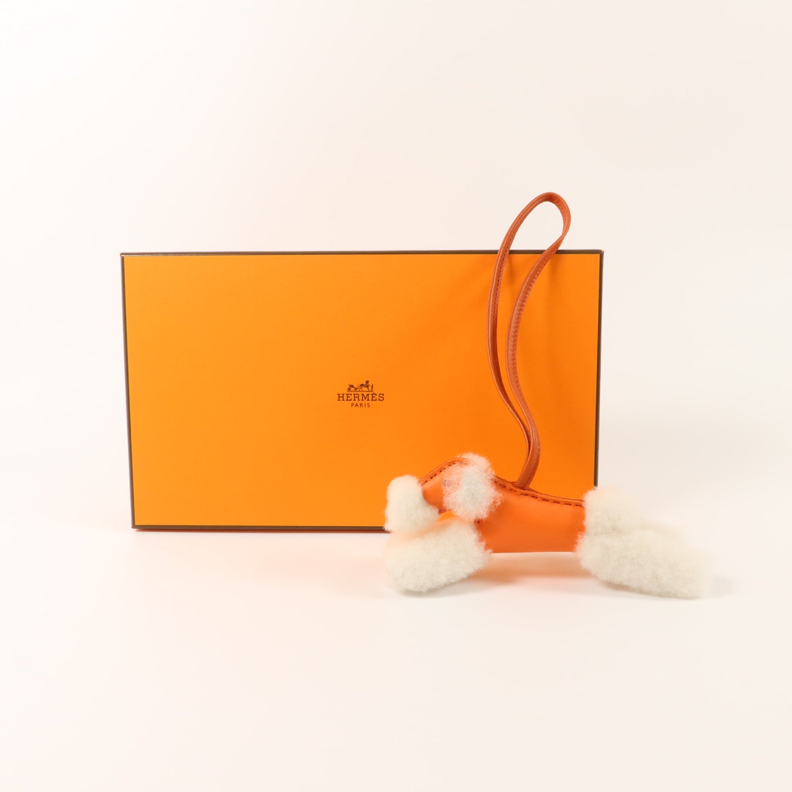 HERMES Milo皮革/Merinos羊毛Budy Charm掛飾Capucine/Sienne
