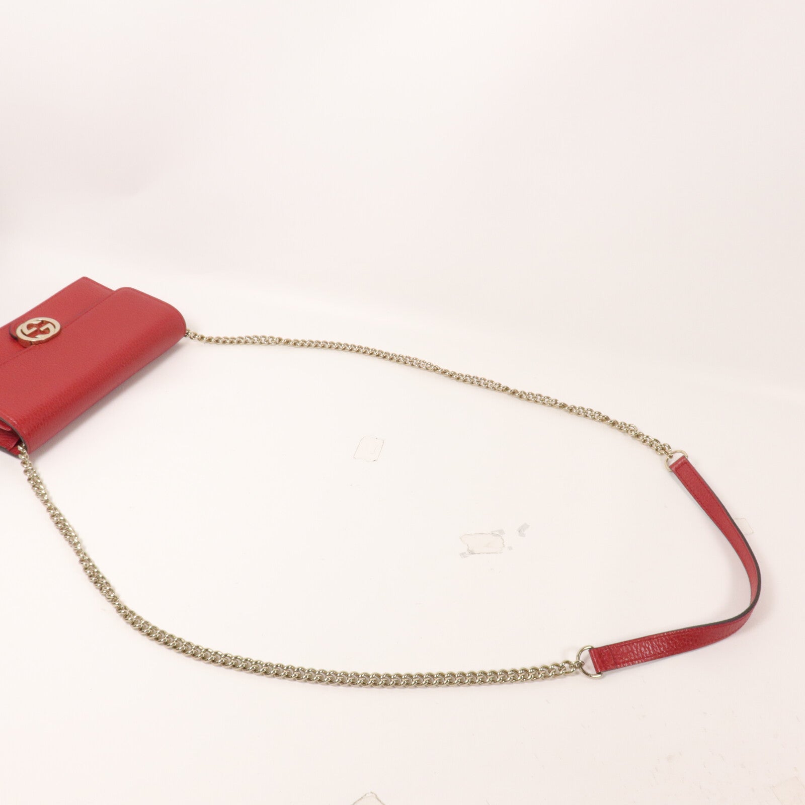 GUCCI 牛皮皮革Interlocking G Wallet On Chain鏈帶肩背袋