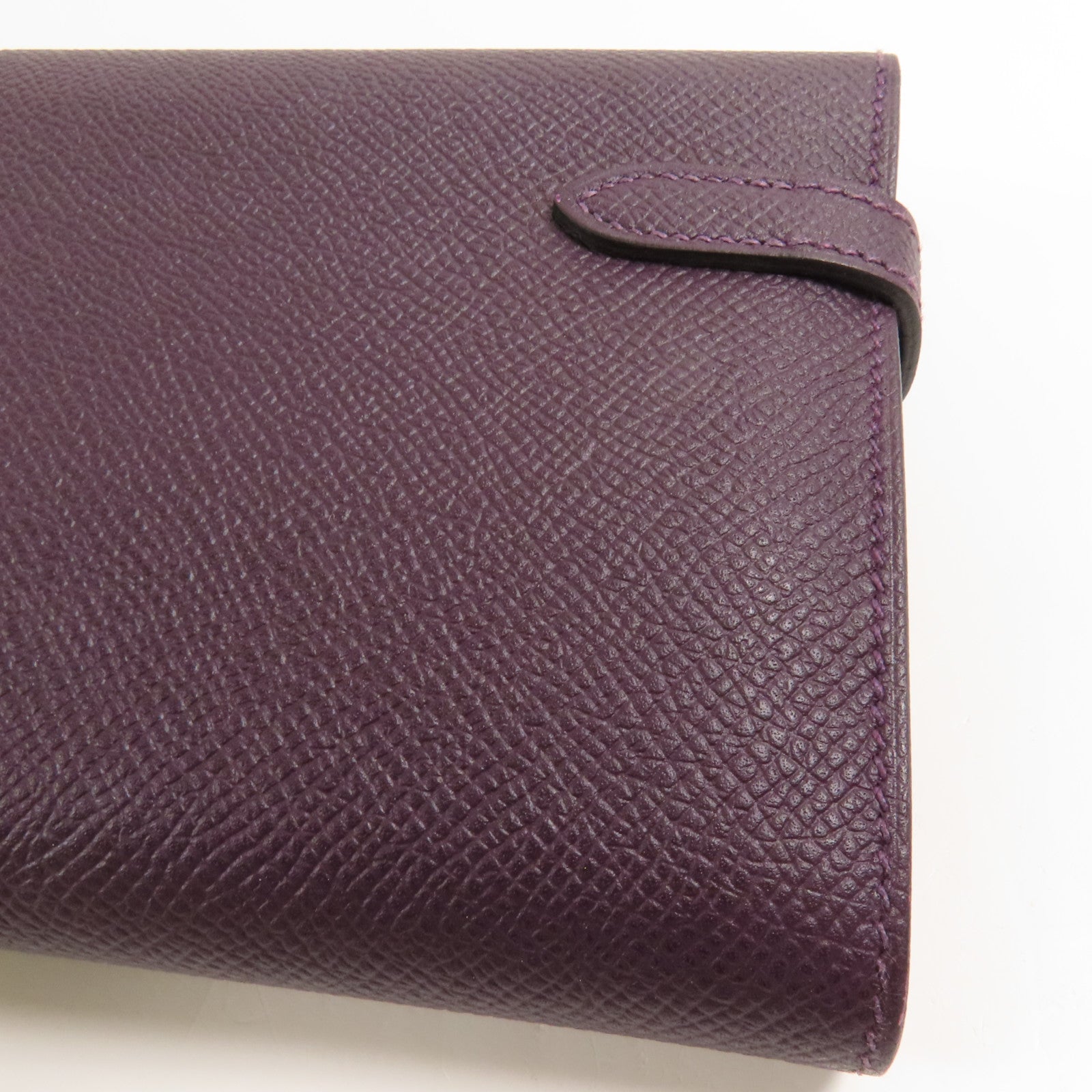 HERMES Epsom皮革Kelly Wallet金扣長錢包Rouge Sellier