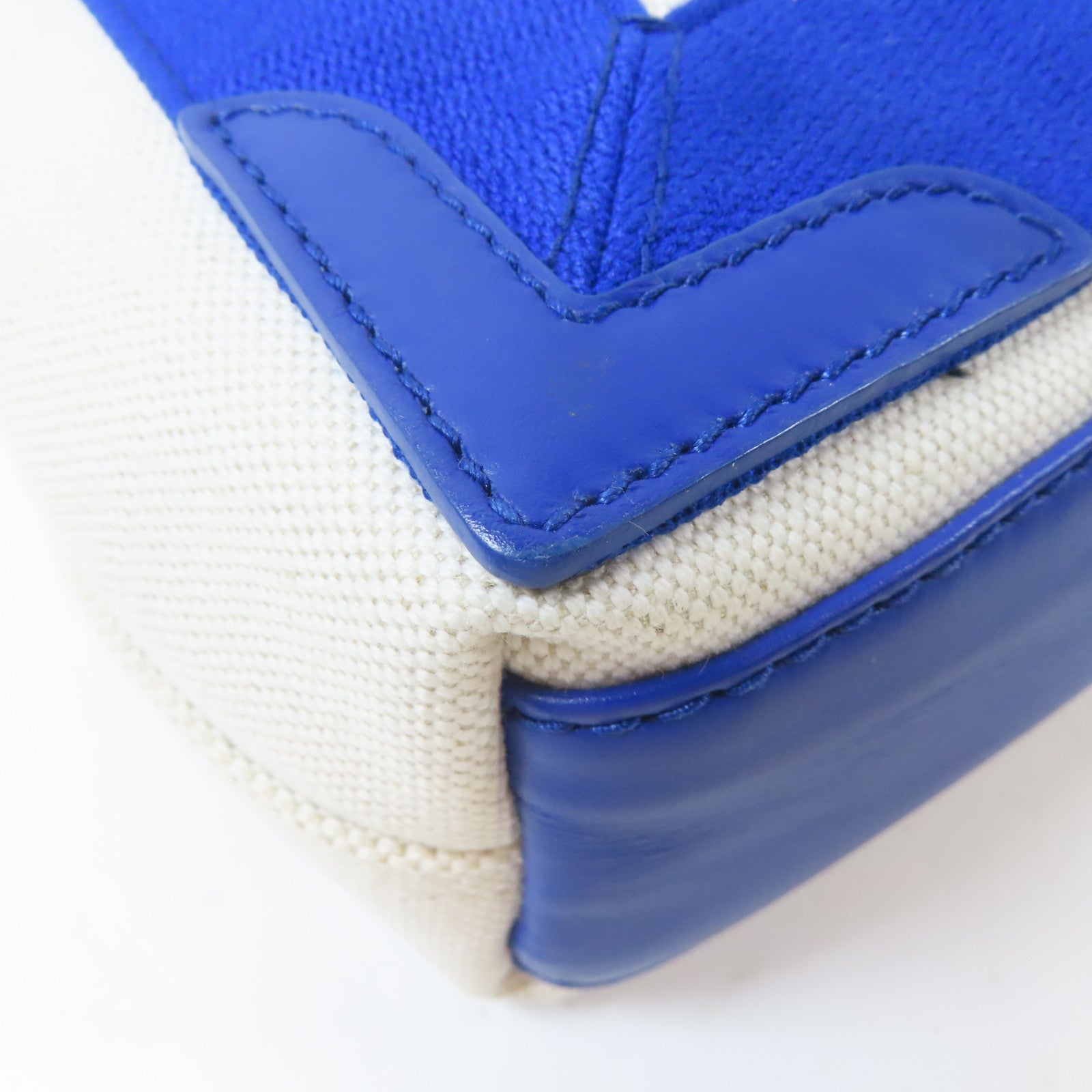 BALENCIAGA 帆布/皮革Xs Cabas銀扣手挽肩背兩用袋白色/藍色
