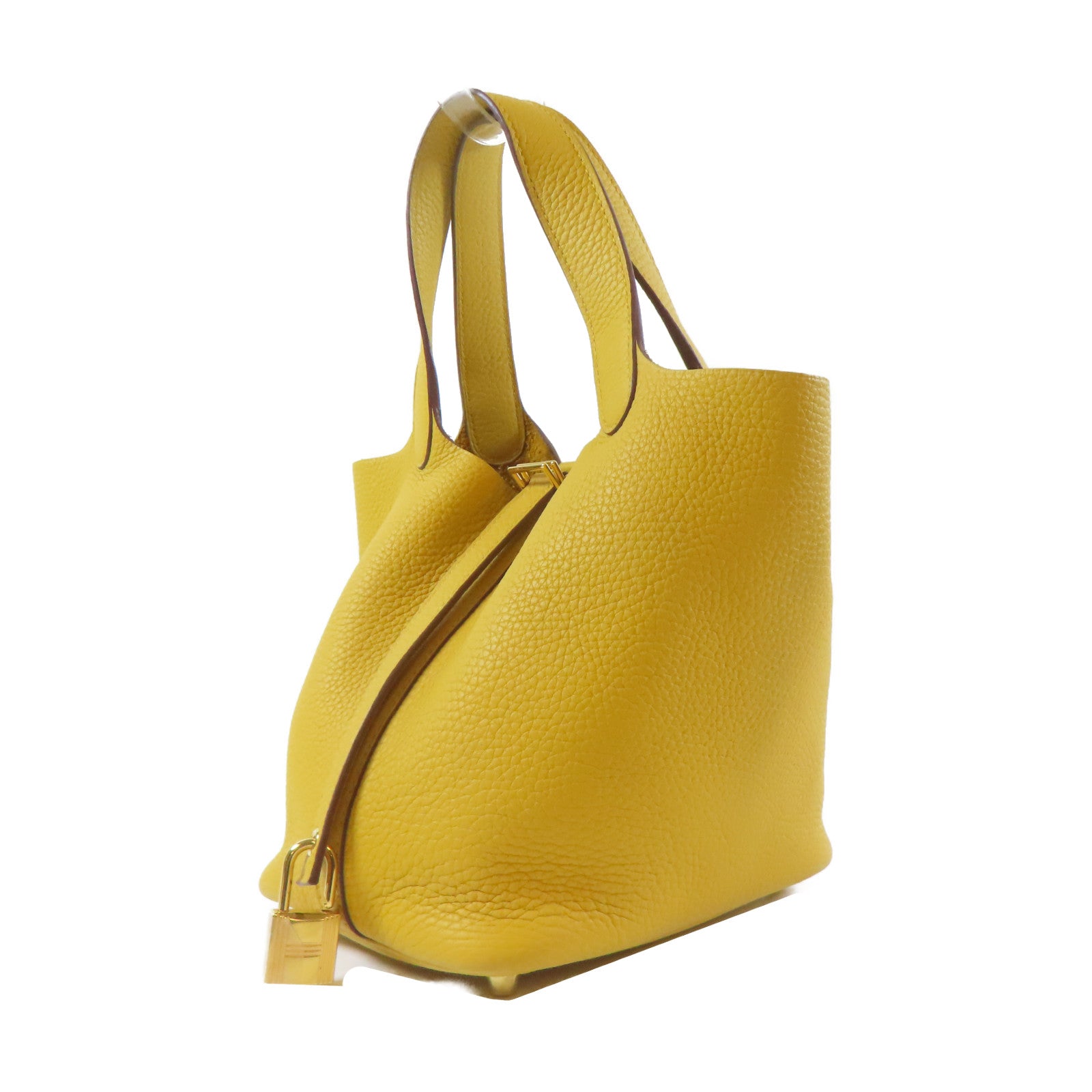 HERMES 【激減優惠】Taurillon Clemence皮革Picotin PM Tote Bag 金扣手挽袋Jaune Ambre