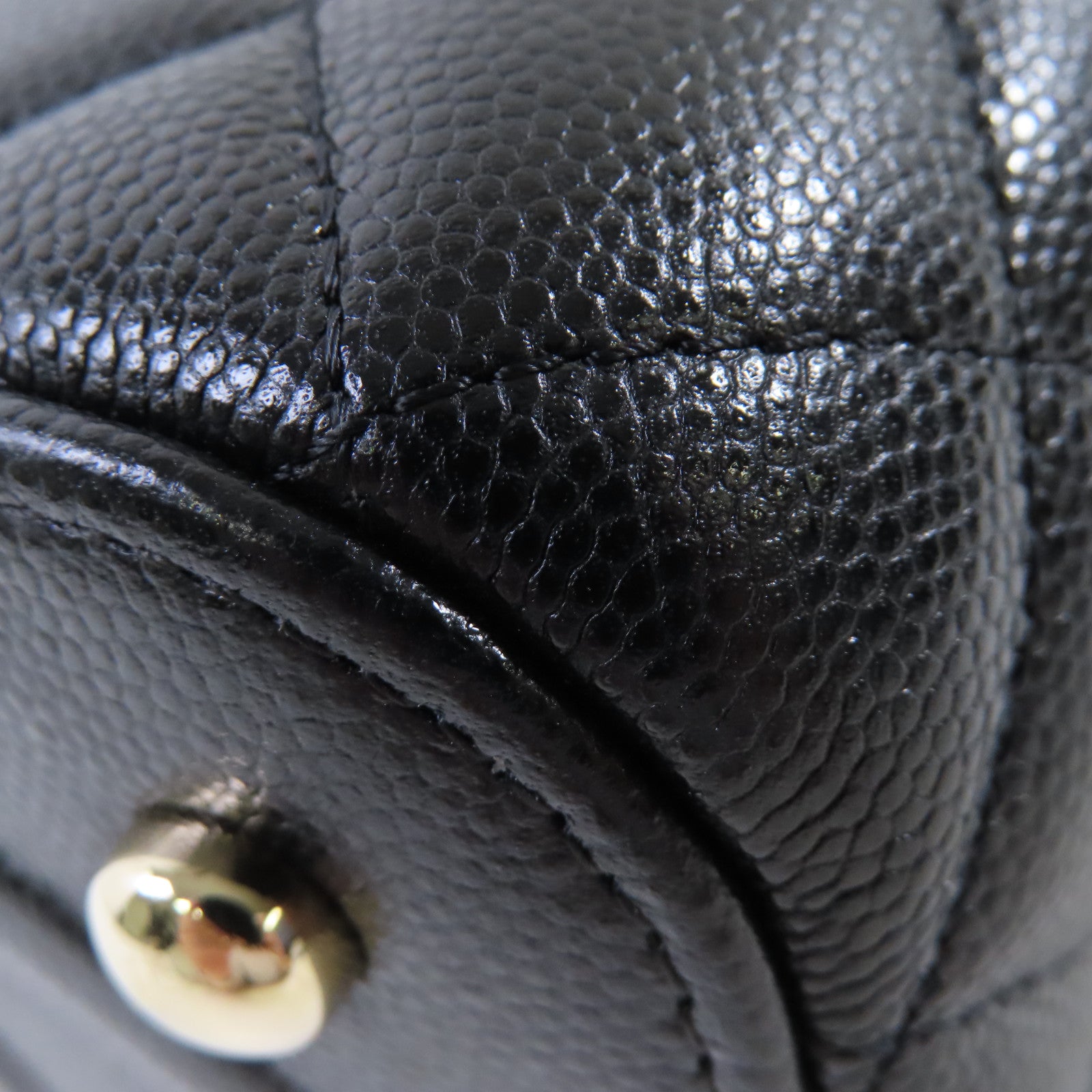 CHANEL 【激減優惠】菱格Caviar皮革Vanity Case 2Way Shoulder Bag金扣鏈帶手挽肩背兩用袋黑色