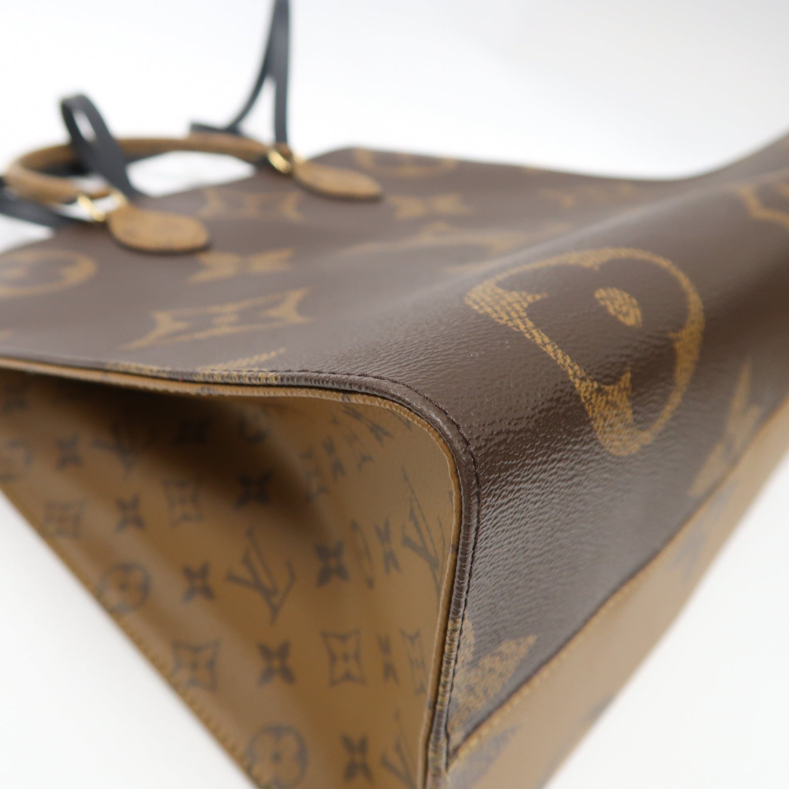 LOUIS VUITTON 【激減優惠】Monogram Giant Reverse On The Go GM金扣手挽肩背兩用袋啡色