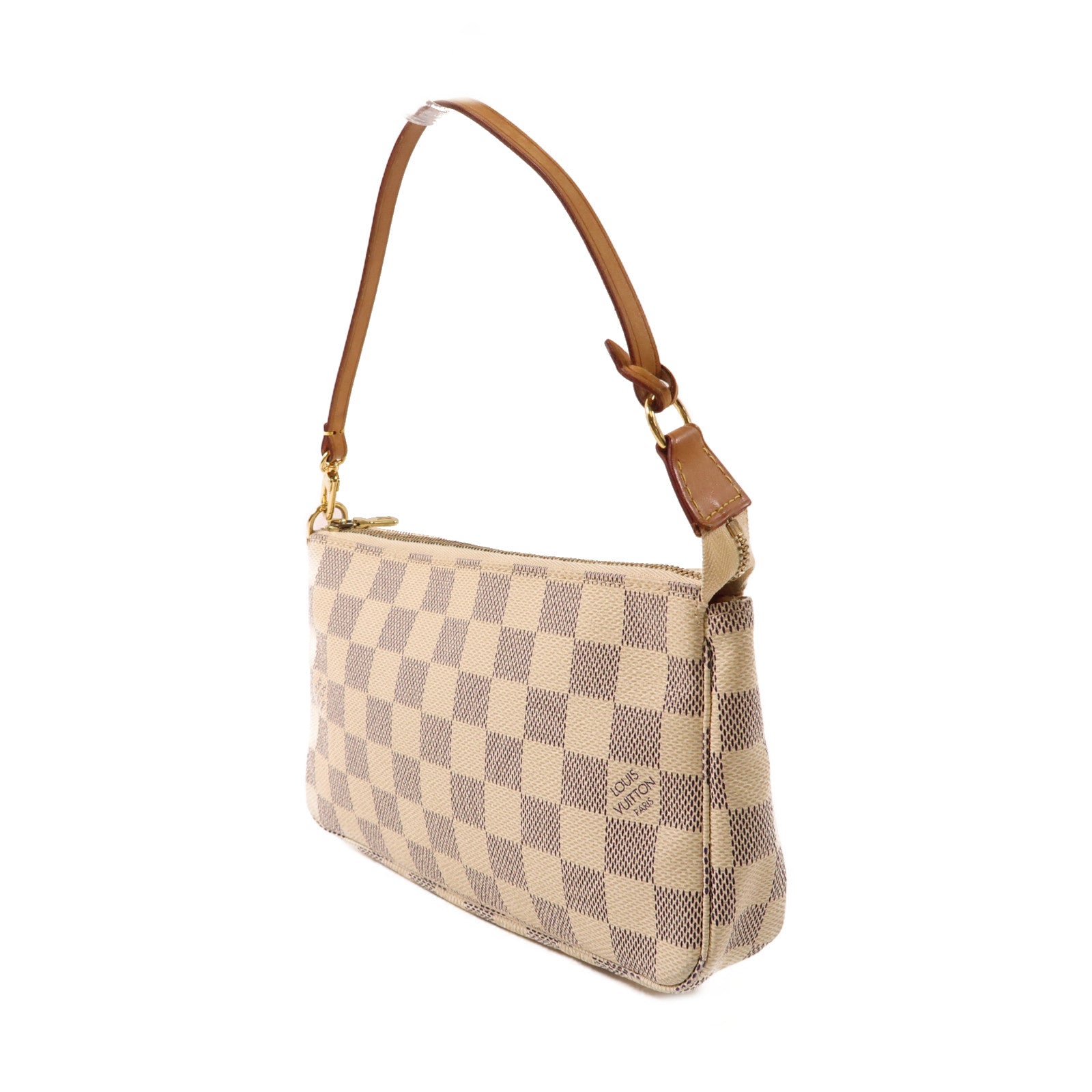LOUIS VUITTON Damier Azur Pochette Accessoires Bag金扣肩背袋白色