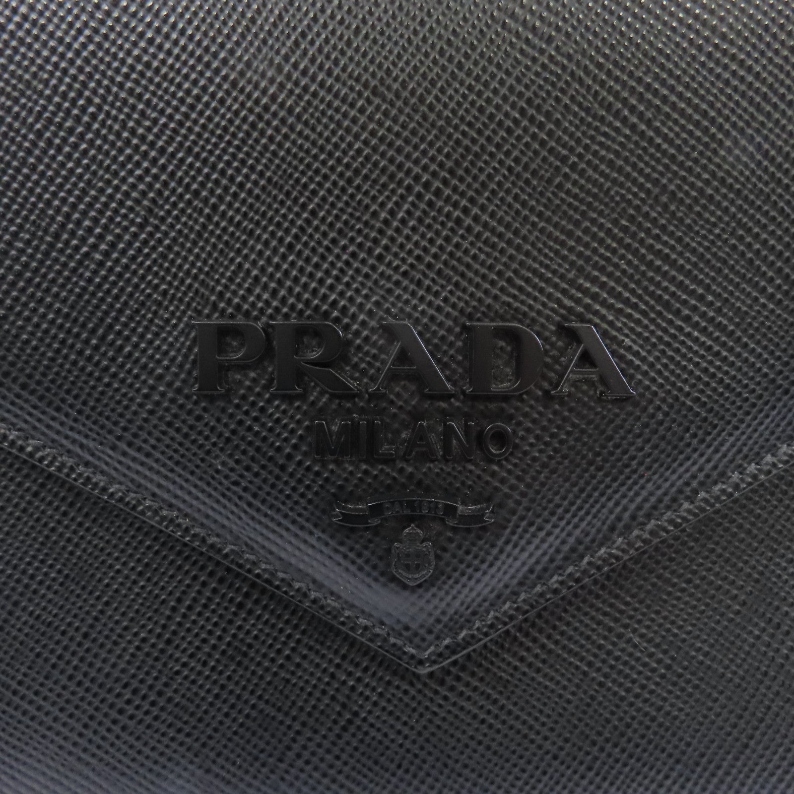 PRADA 牛皮皮革Chain Shoulder Bag銀扣鏈帶肩背袋黑色