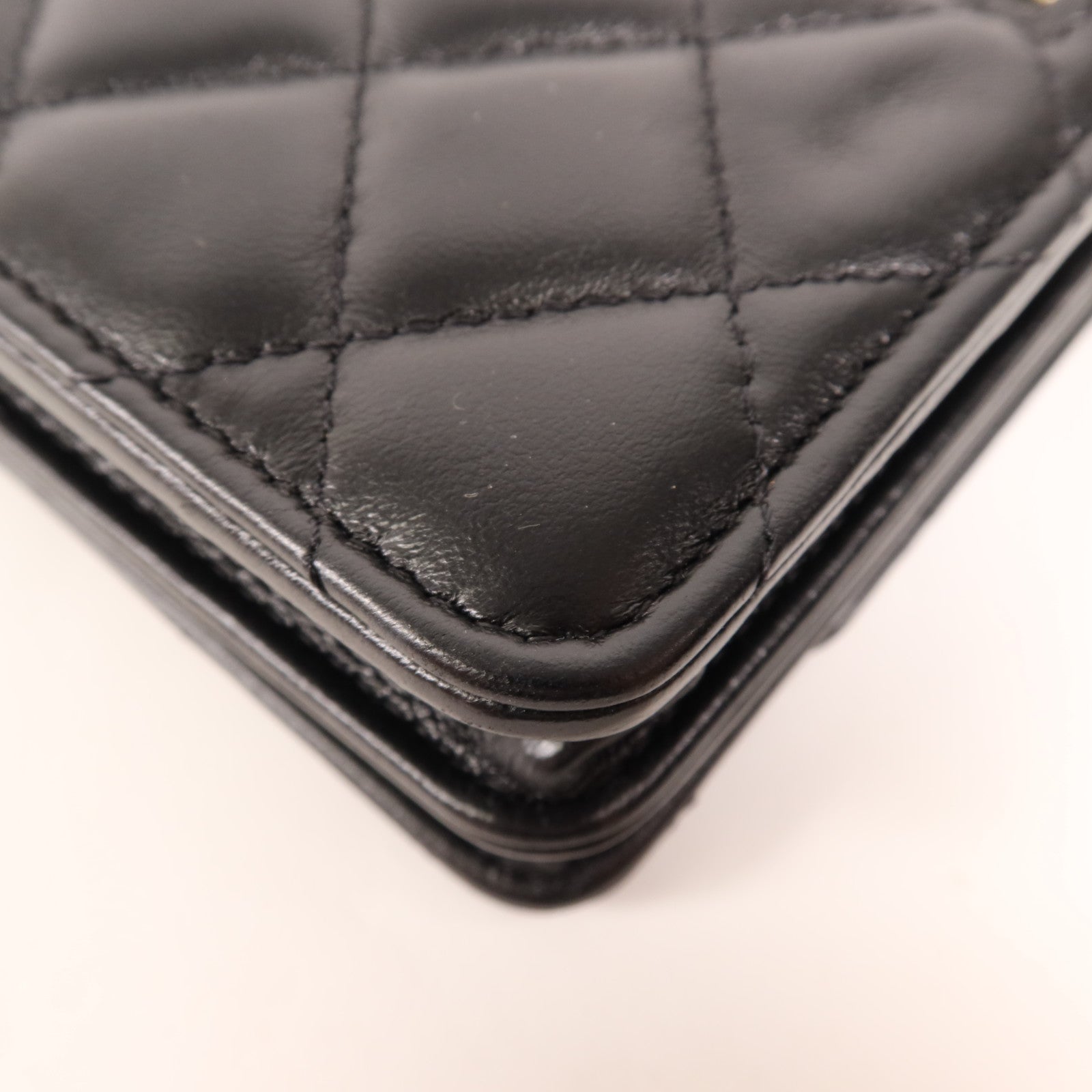 CHANEL 羊皮皮革Mini WOC金扣鏈帶肩背袋