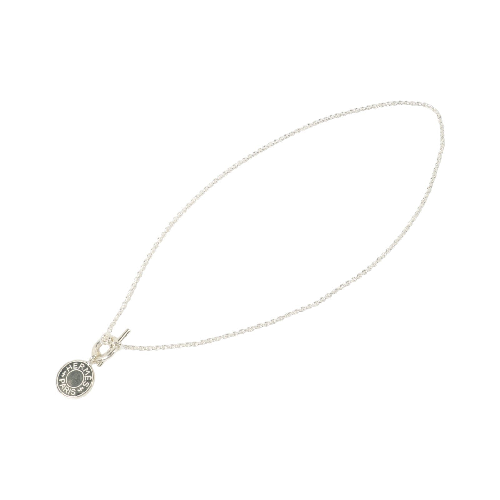 HERMES 925純銀Amulettes Ex-Libris Necklace銀扣項鏈