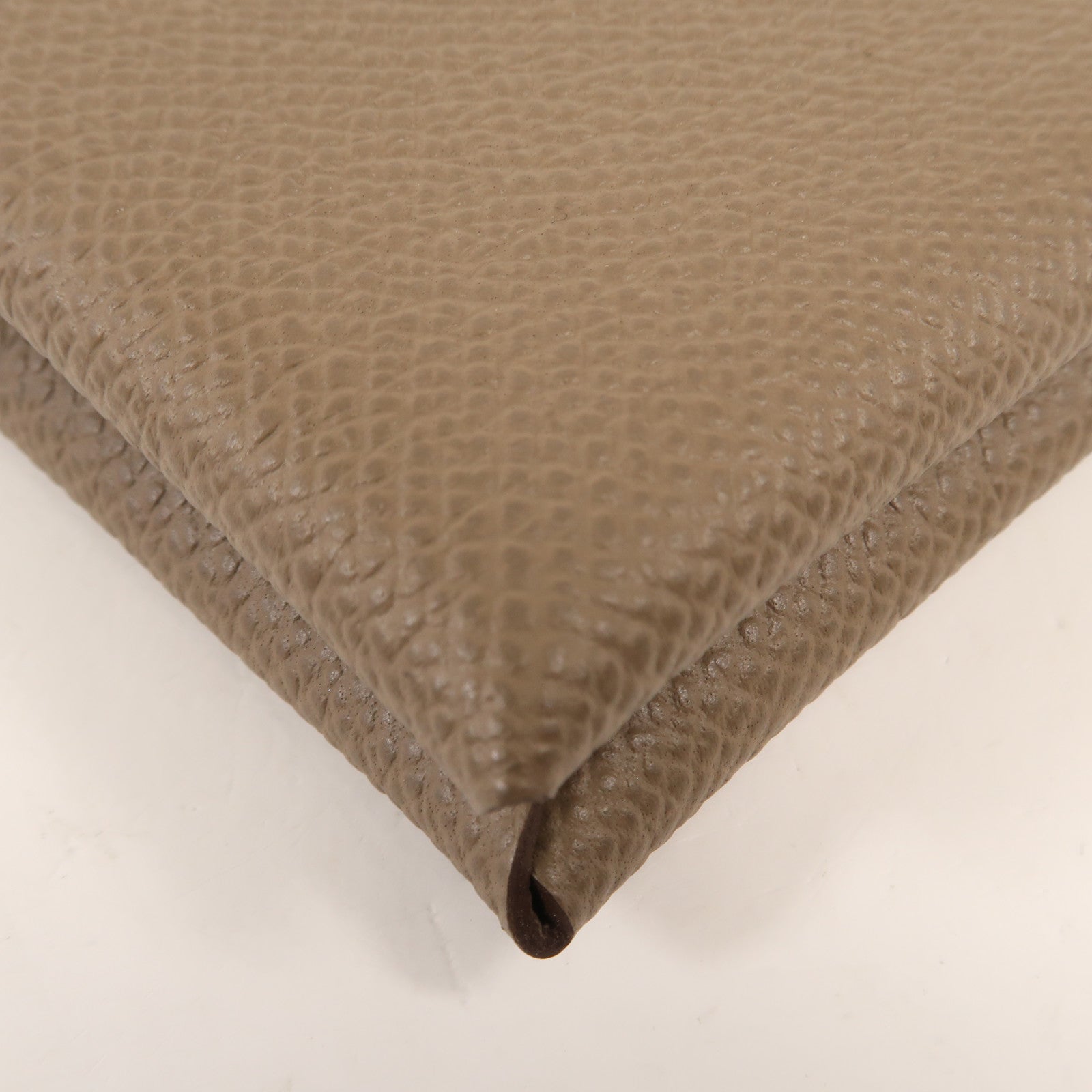 HERMES Epsom皮革Calvi Card Case銀扣卡套Etoupe