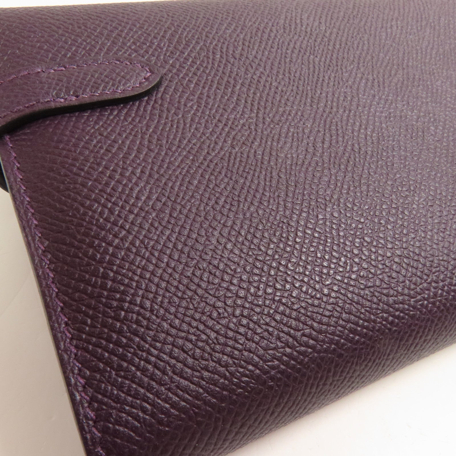 HERMES Epsom皮革Kelly Wallet金扣長錢包Rouge Sellier