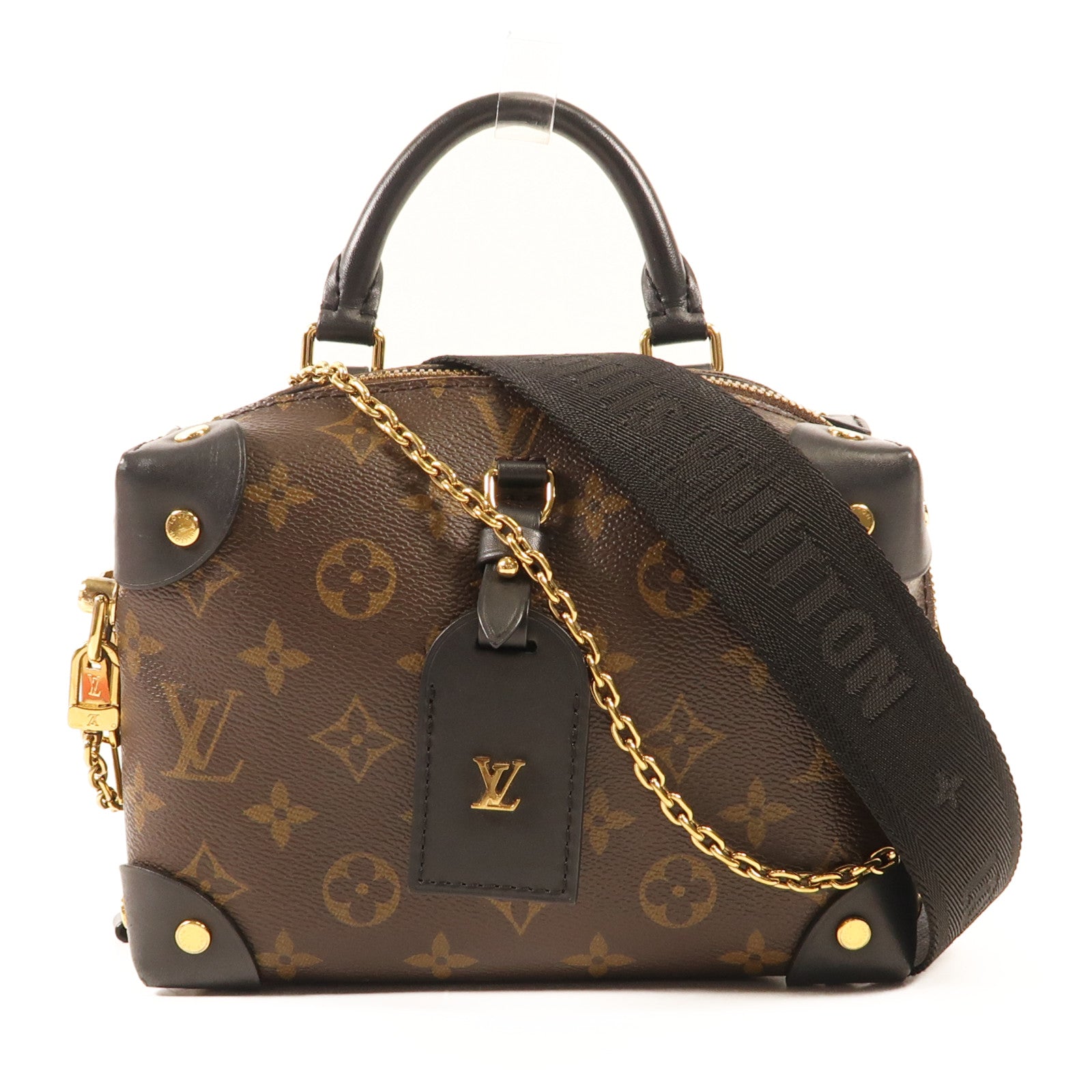 LOUIS VUITTON Monogram Petite Malle Souple金扣手挽肩背兩用袋棕色