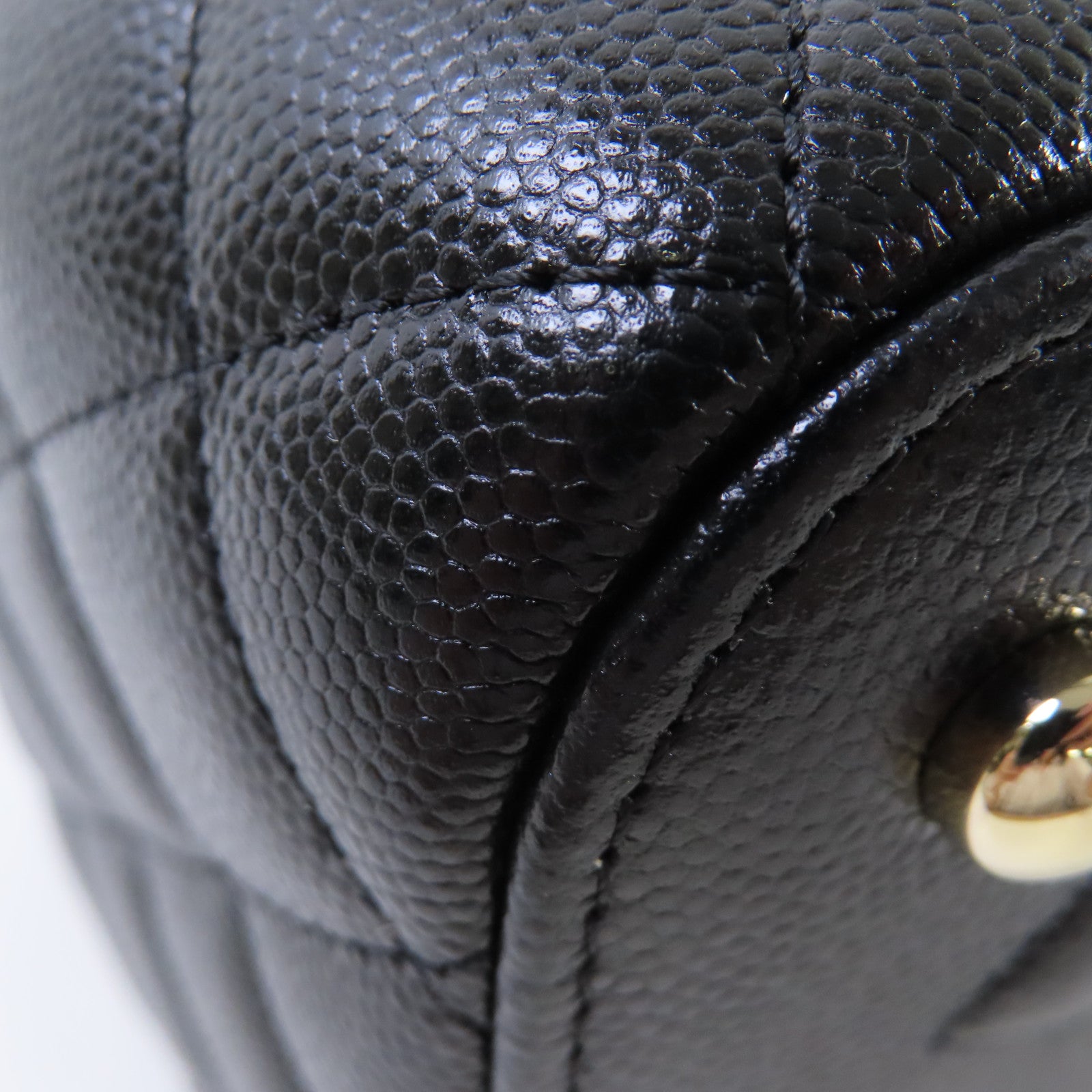 CHANEL 【激減優惠】菱格Caviar皮革Vanity Case 2Way Shoulder Bag金扣鏈帶手挽肩背兩用袋黑色