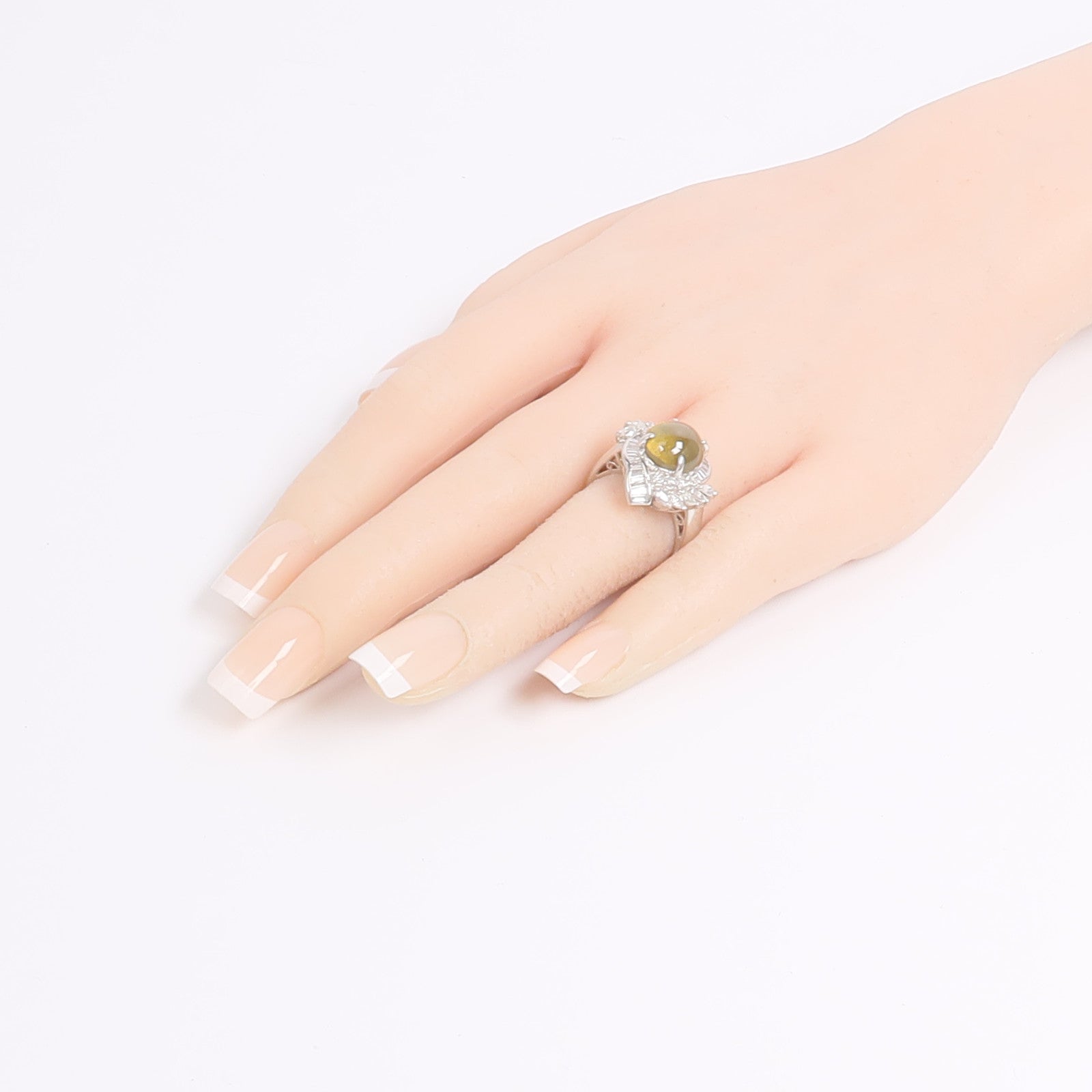 JEWELRY PT900鉑金Cat's Eye Diamond Ring貓眼石鑽石戒指