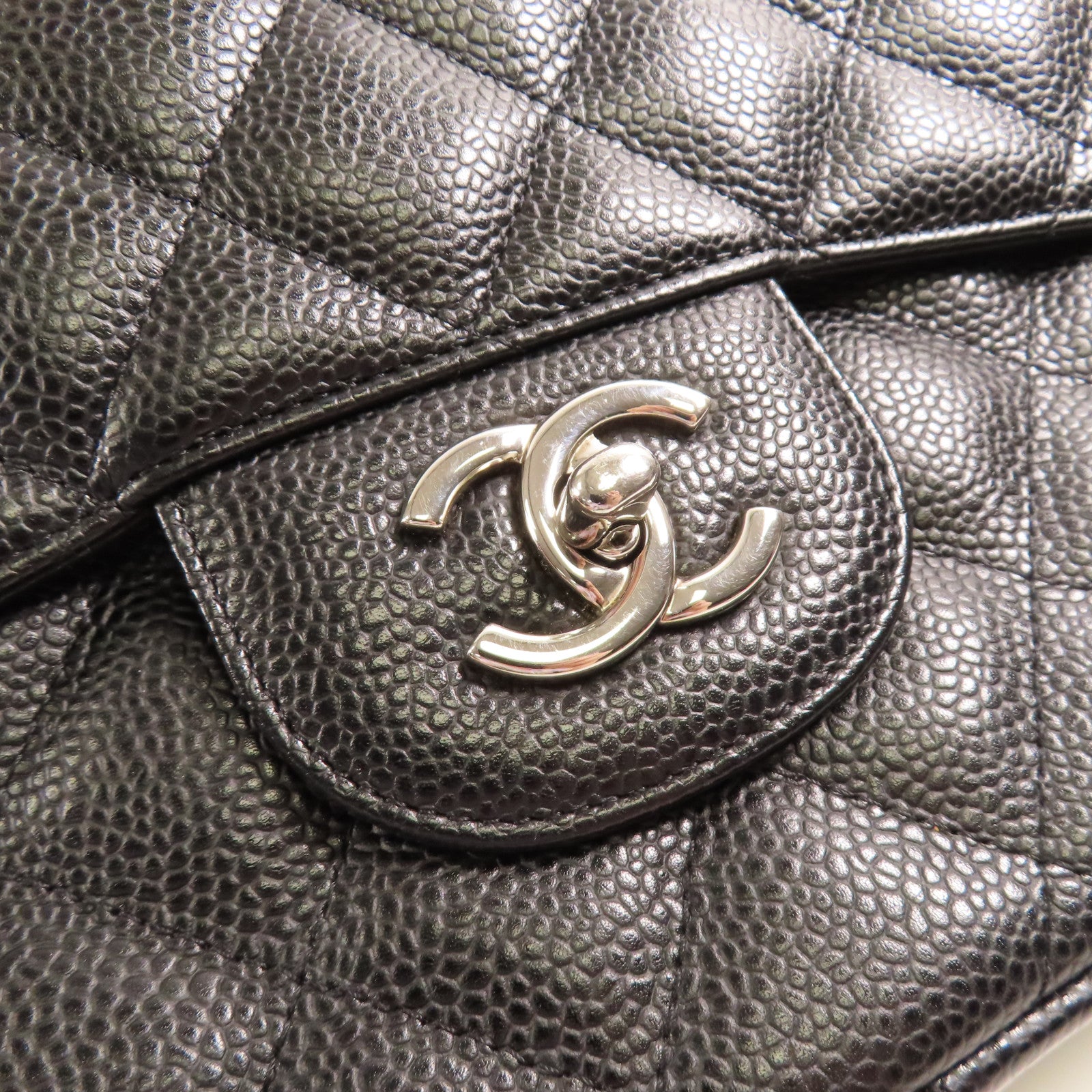 CHANEL 牛皮皮革Large Classic Single Flap銀扣鏈帶肩背袋