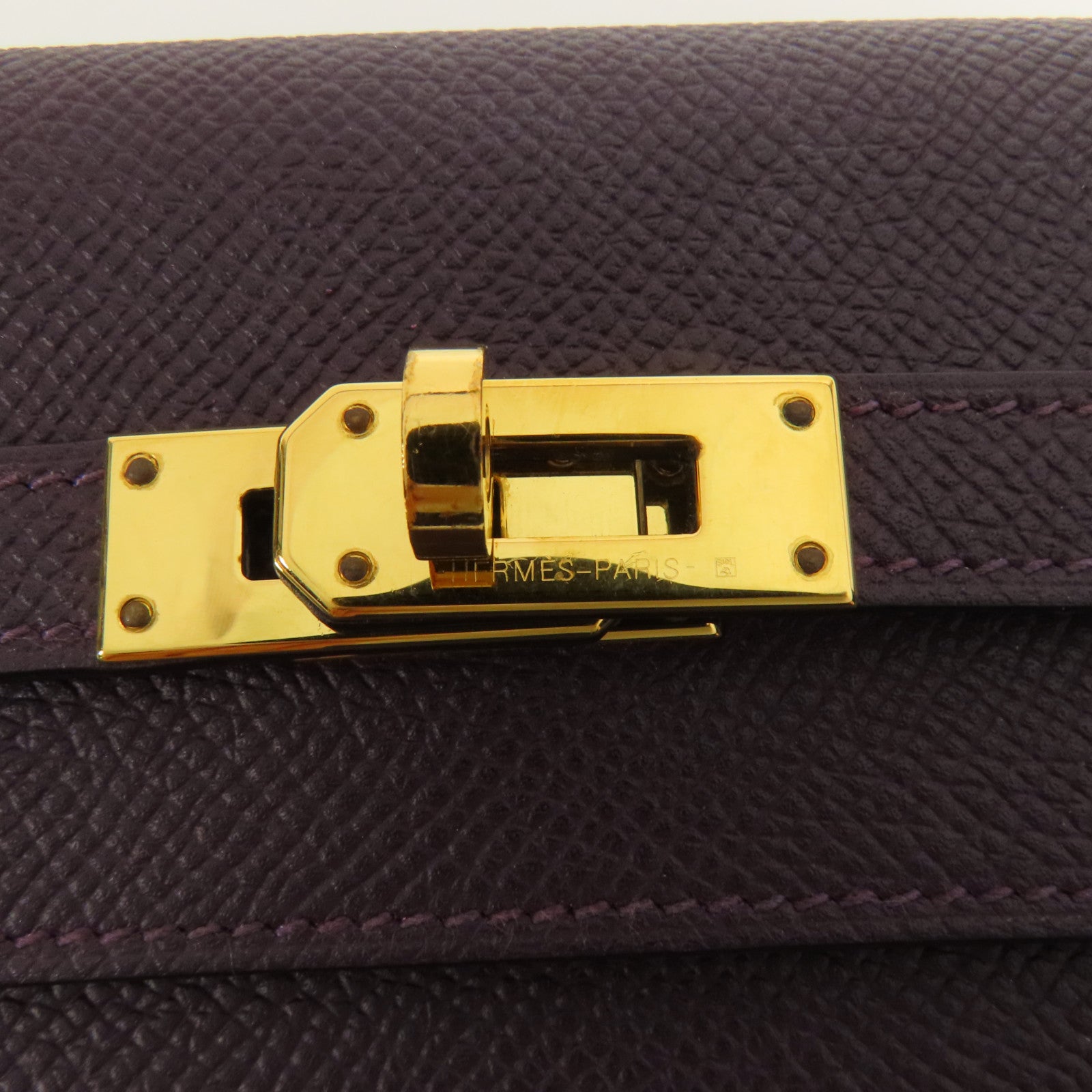 HERMES Epsom皮革Kelly Wallet金扣長錢包Rouge Sellier