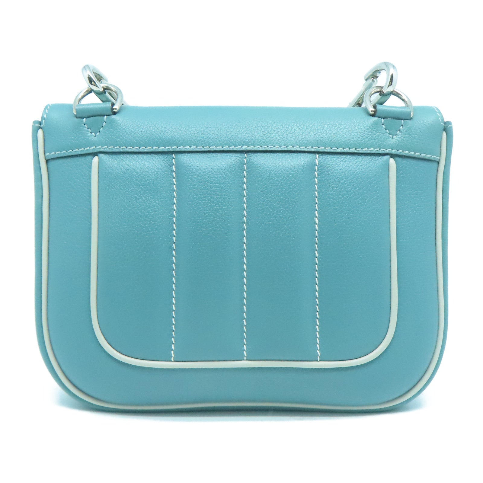 HERMES 【激減優惠】Evercolor皮革Mini Berline銀扣肩背袋藍色