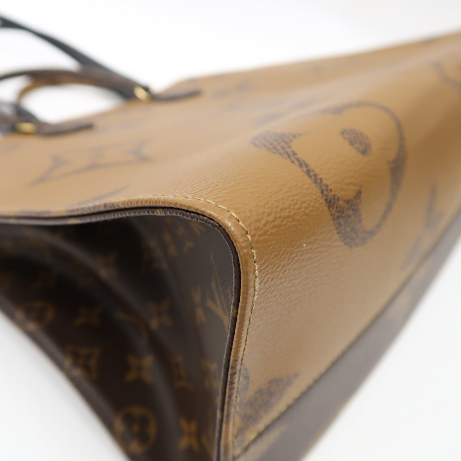 LOUIS VUITTON 【激減優惠】Monogram Giant Reverse On The Go GM金扣手挽肩背兩用袋啡色