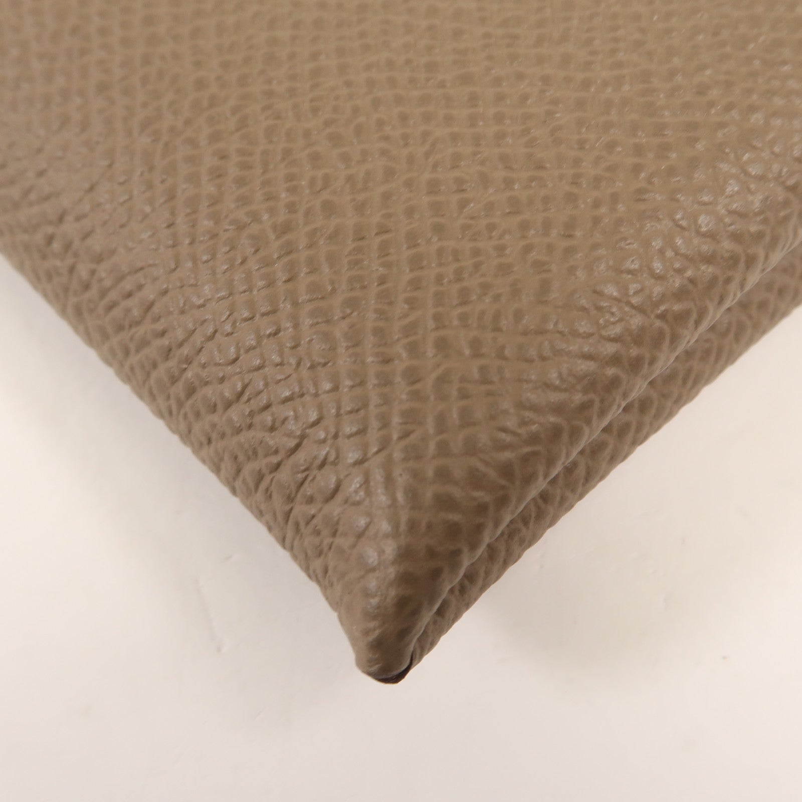 HERMES Epsom皮革Calvi Card Case銀扣卡套Etoupe