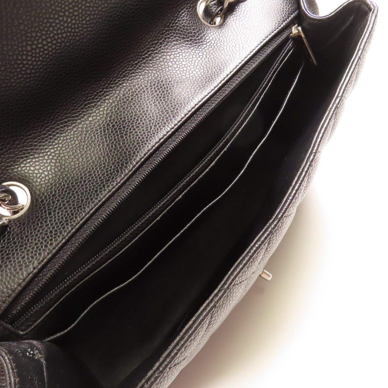 CHANEL 牛皮皮革Large Classic Single Flap銀扣鏈帶肩背袋