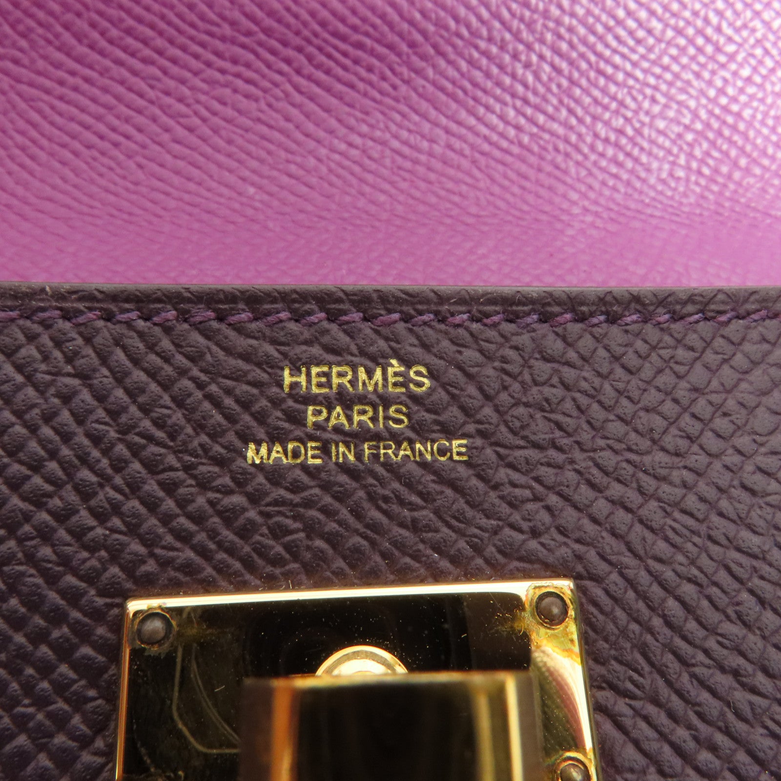 HERMES Epsom皮革Kelly Wallet金扣長錢包Rouge Sellier
