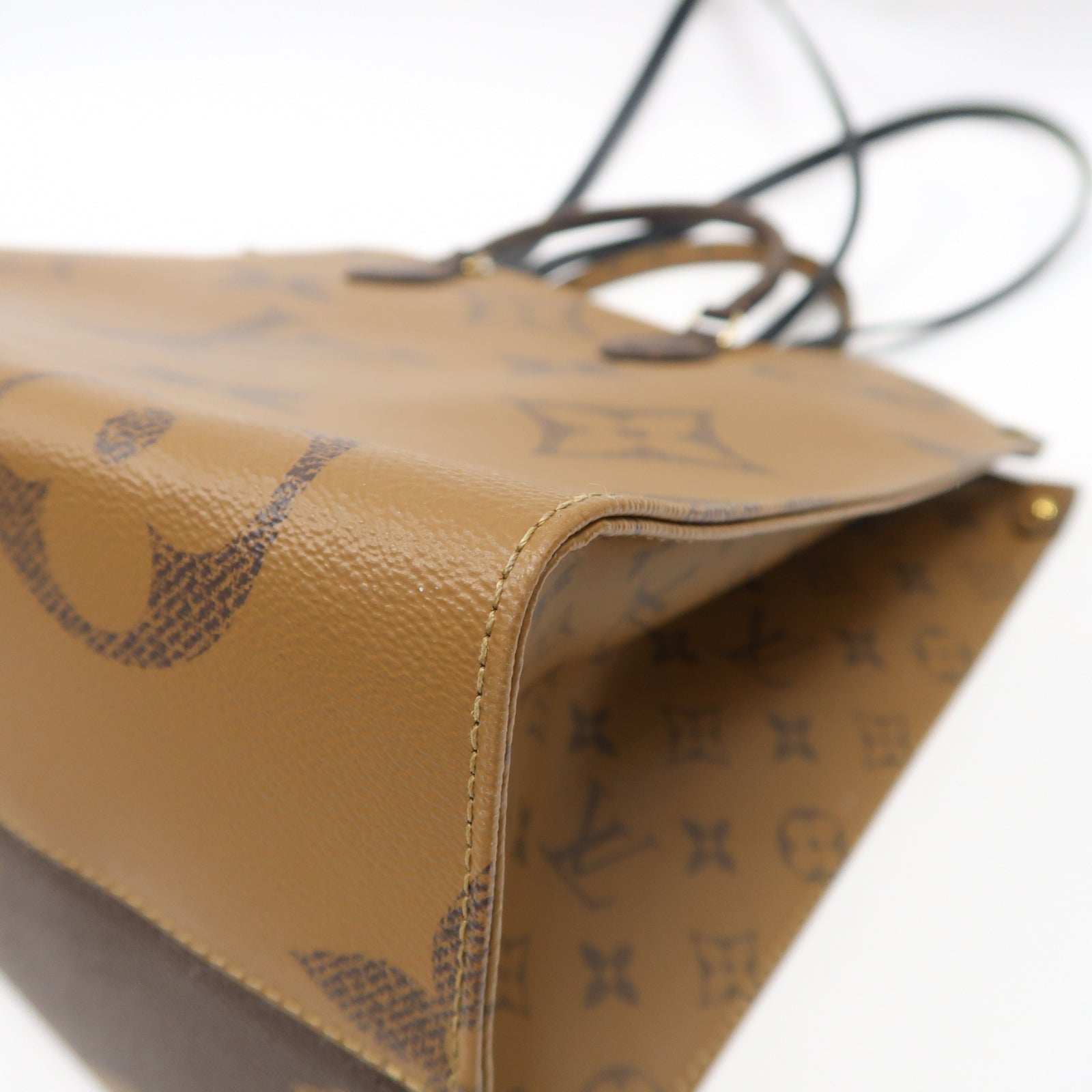 LOUIS VUITTON 【激減優惠】Monogram Giant Reverse On The Go GM金扣手挽肩背兩用袋啡色
