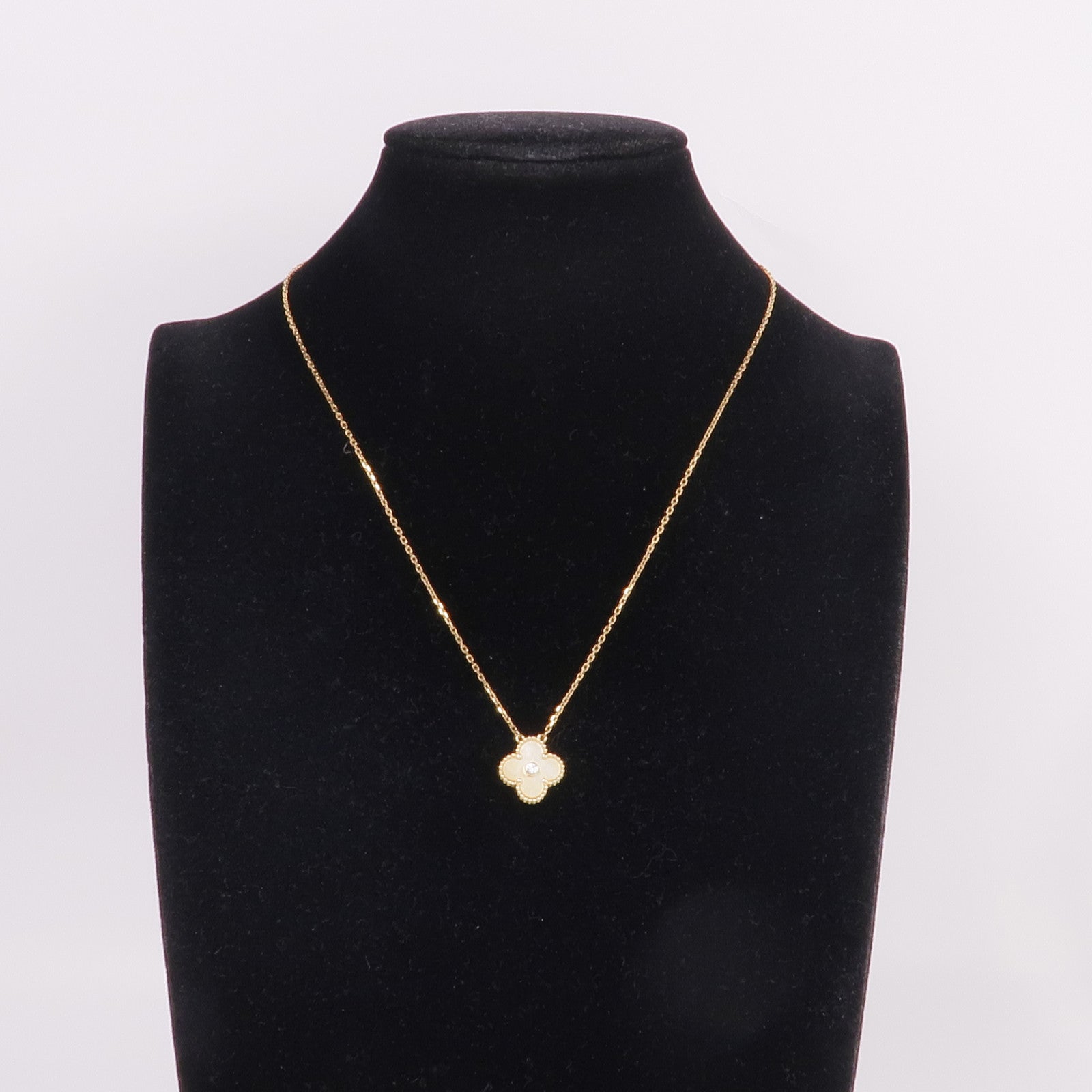 Van Cleef & Arpels 18K黃金Vintage Alhambra Necklace鑽石/珍珠母貝項鍊