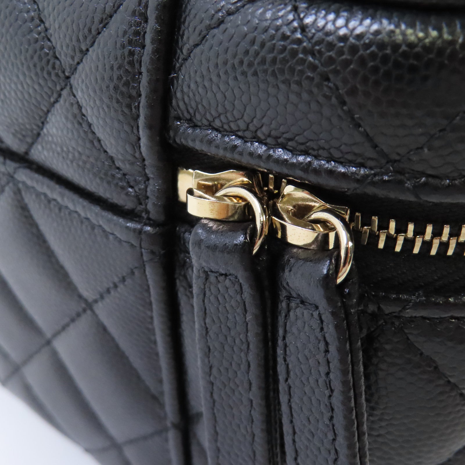 CHANEL 【激減優惠】菱格Caviar皮革Vanity Case 2Way Shoulder Bag金扣鏈帶手挽肩背兩用袋黑色