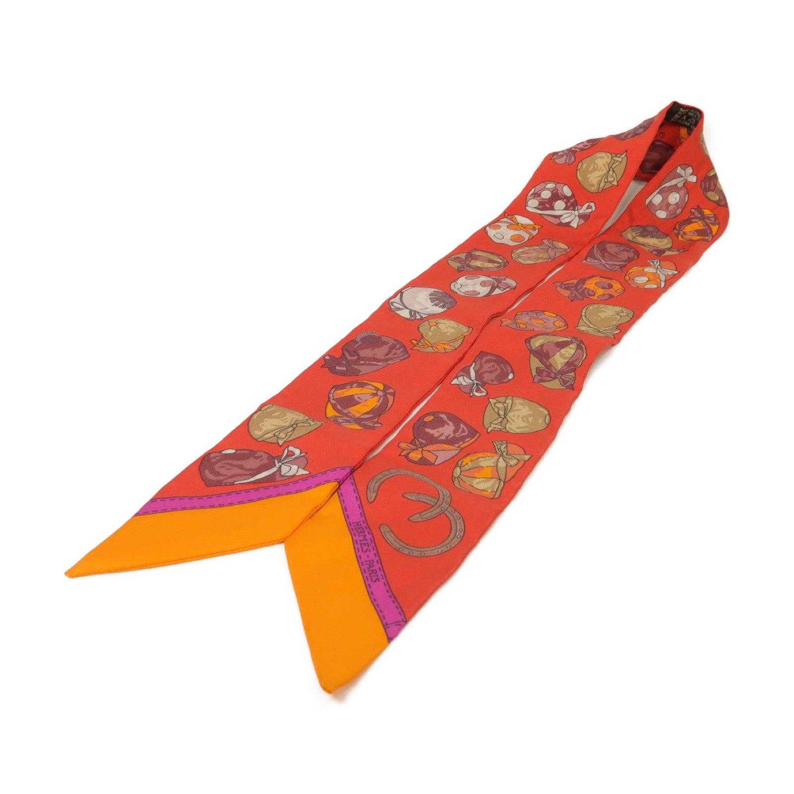 HERMES 【激減優惠】絲質Twilly絲巾紅色/橙色/粉紅色