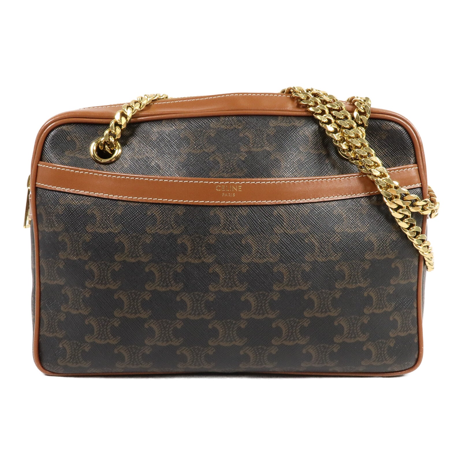 CELINE Triomphe Canvas Patapans Medium鏈帶肩背袋