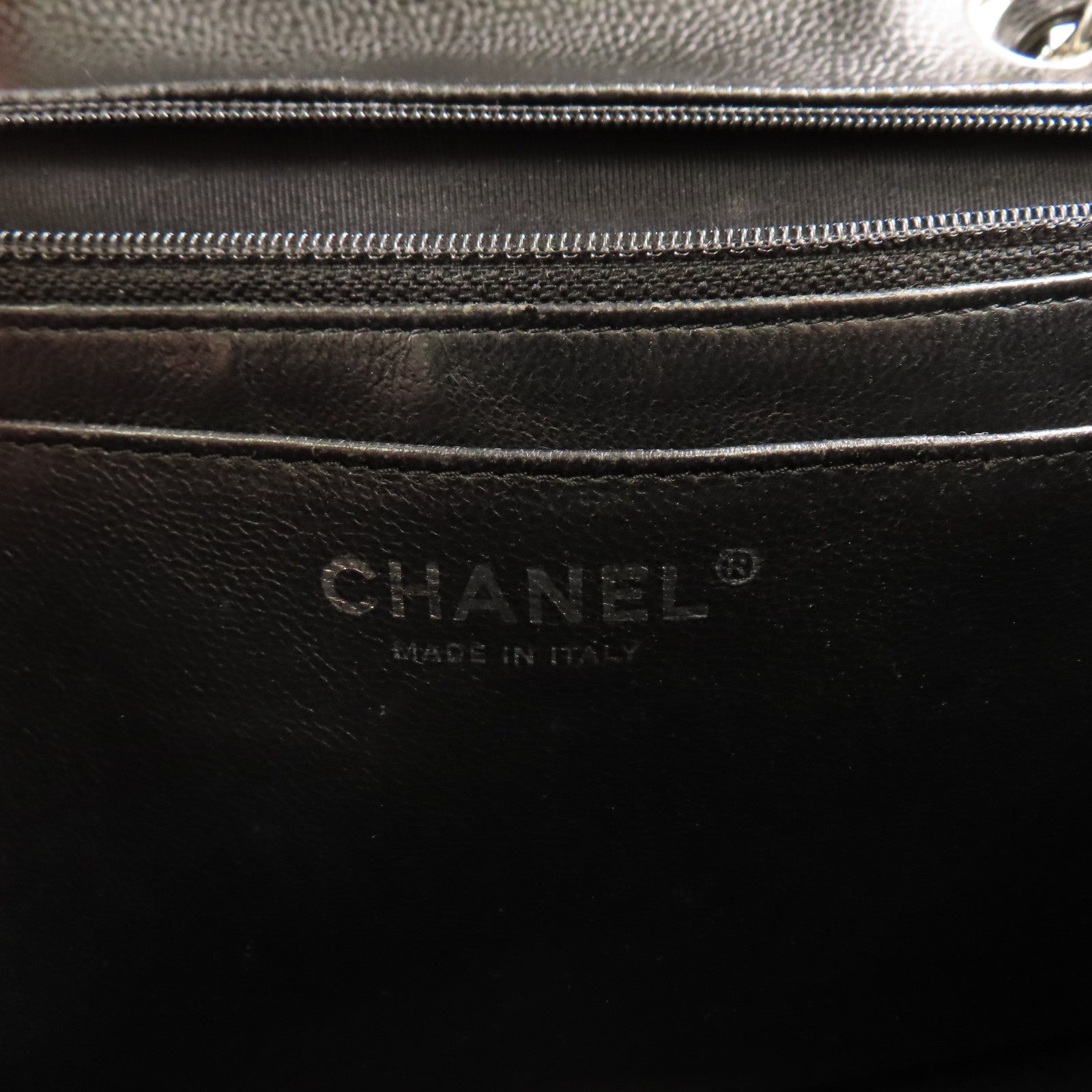 CHANEL 牛皮皮革Large Classic Single Flap銀扣鏈帶肩背袋