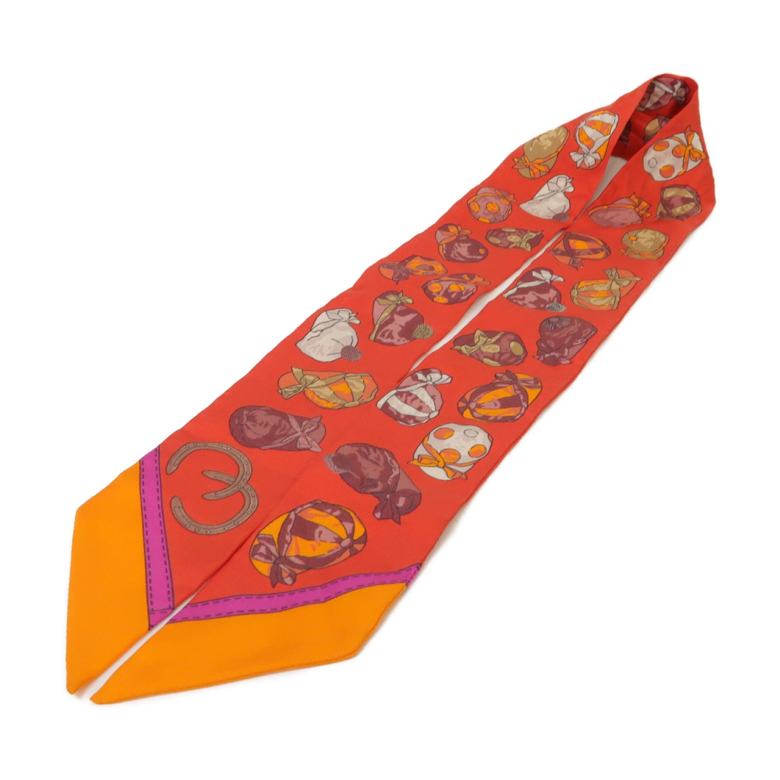 HERMES 【激減優惠】絲質Twilly絲巾紅色/橙色/粉紅色