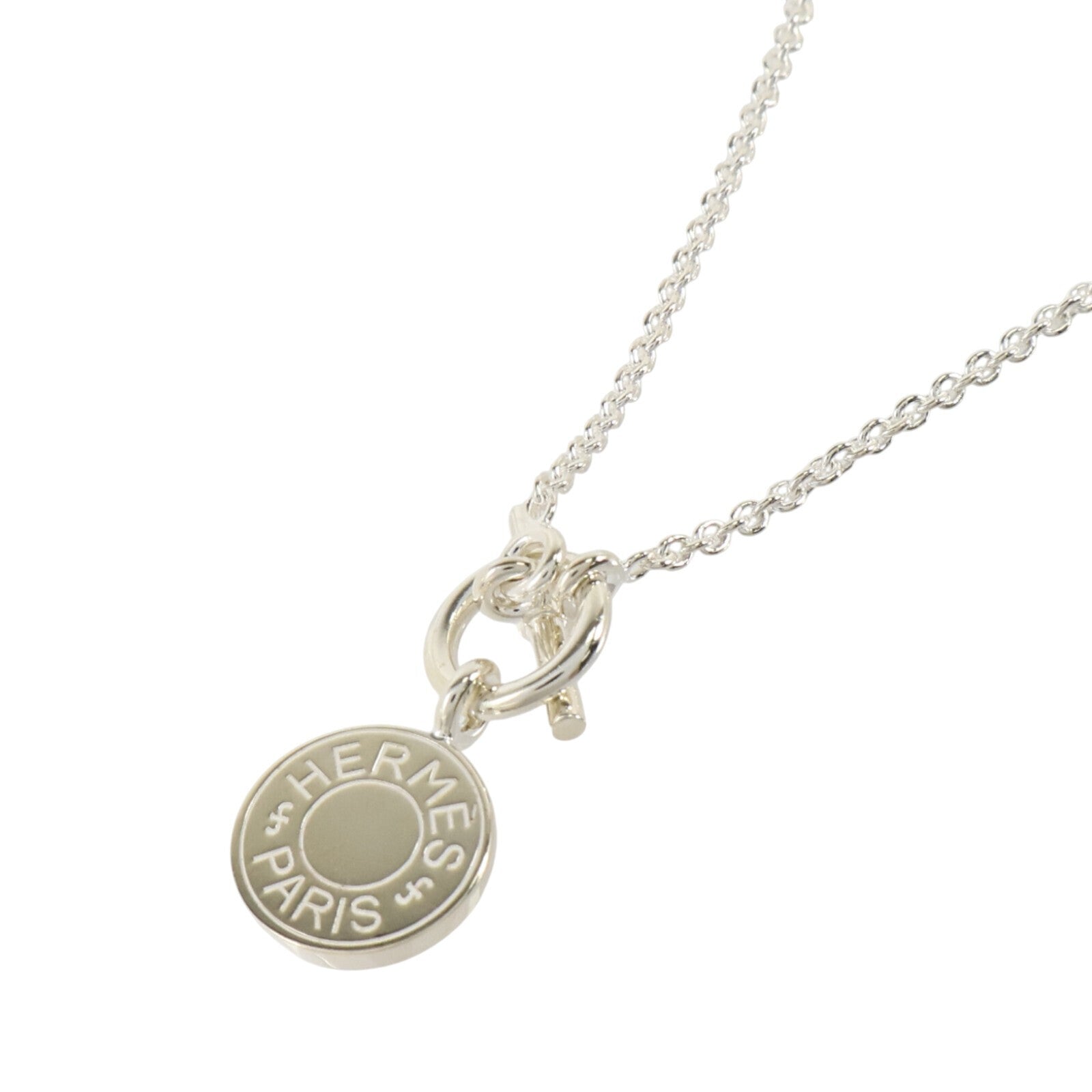 HERMES 925純銀Amulettes Ex-Libris Necklace銀扣項鏈