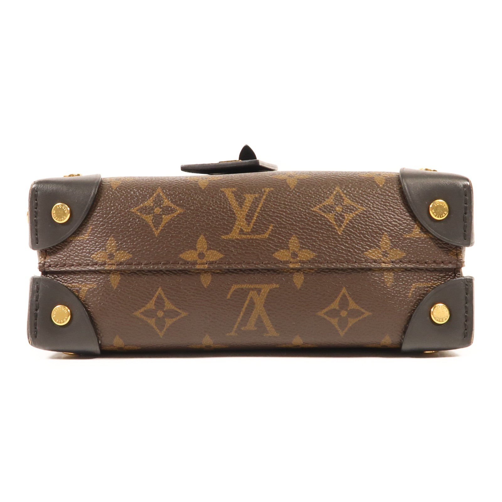 LOUIS VUITTON Monogram Petite Malle Souple金扣手挽肩背兩用袋棕色