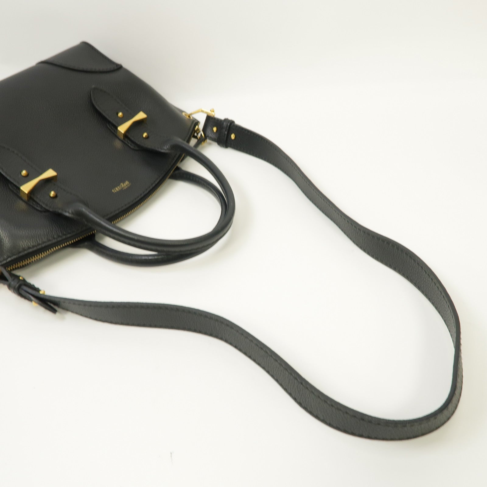 Alexander McQueen 牛皮皮革Alexander Mcqueen金扣手挽肩背兩用袋黑色