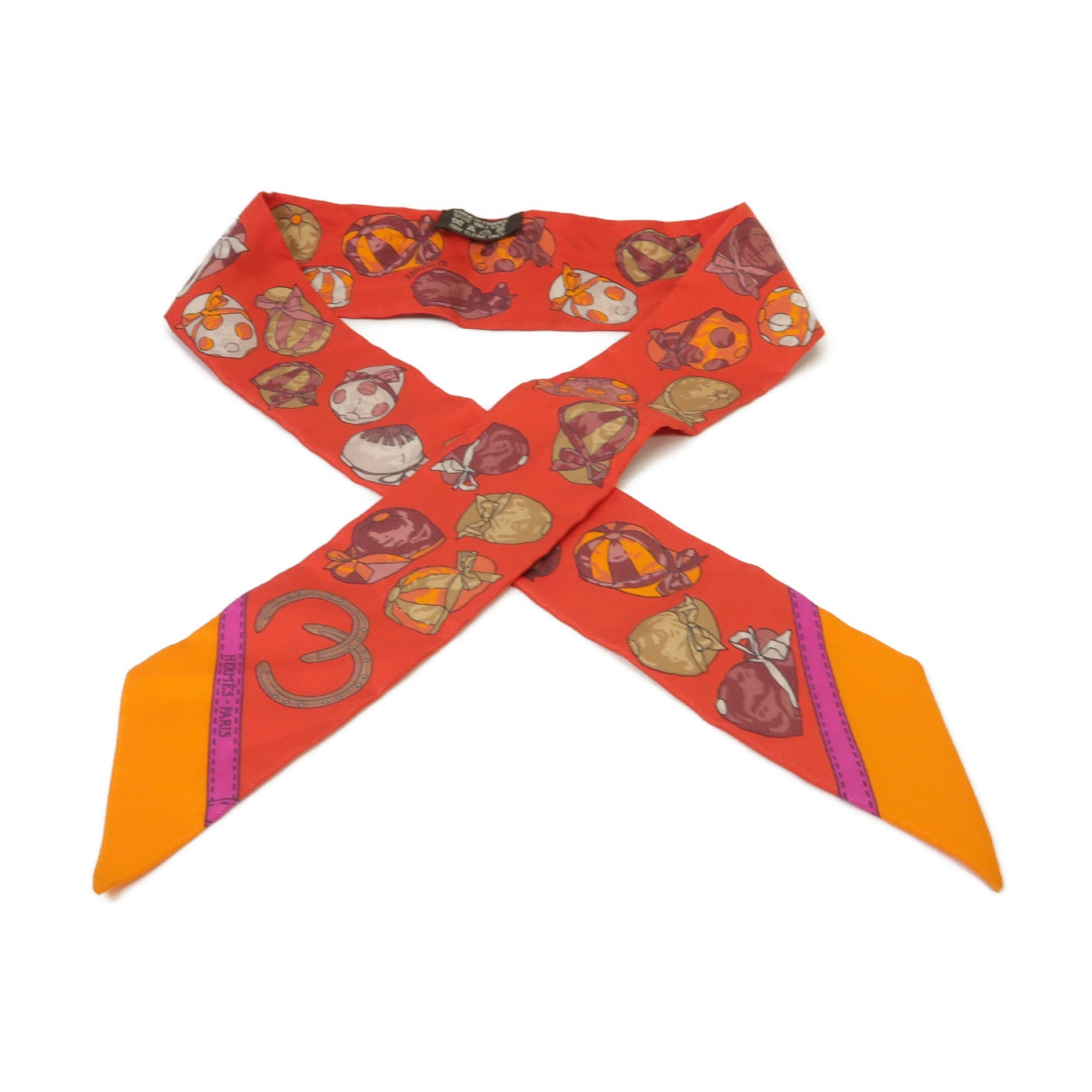 HERMES 【激減優惠】絲質Twilly絲巾紅色/橙色/粉紅色