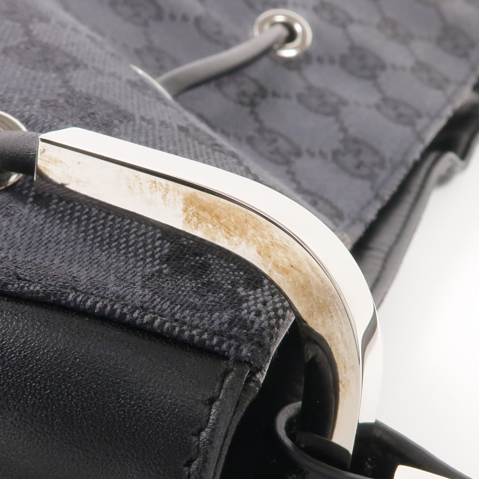 GUCCI 帆布Handbag銀扣手挽袋