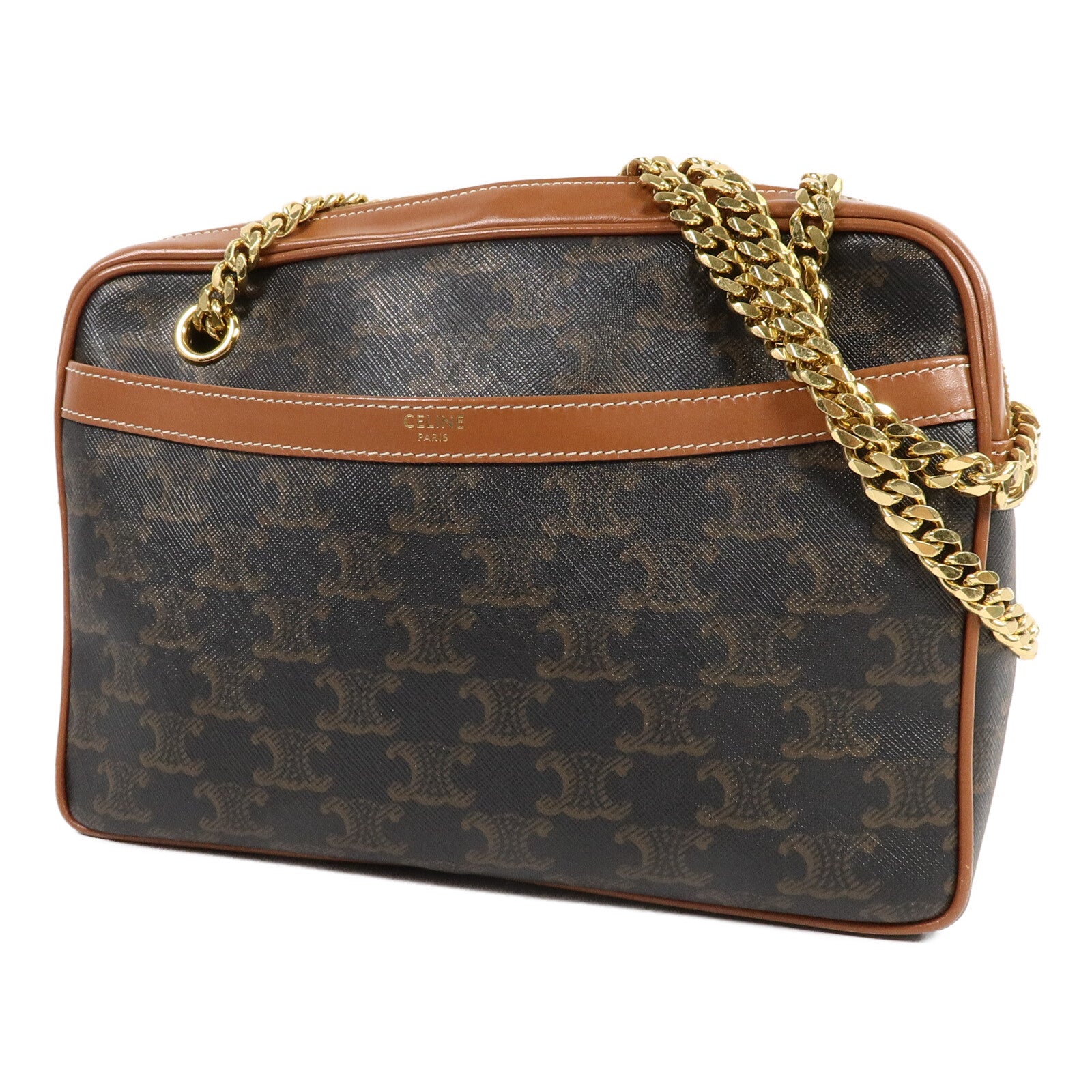 CELINE Triomphe Canvas Patapans Medium鏈帶肩背袋
