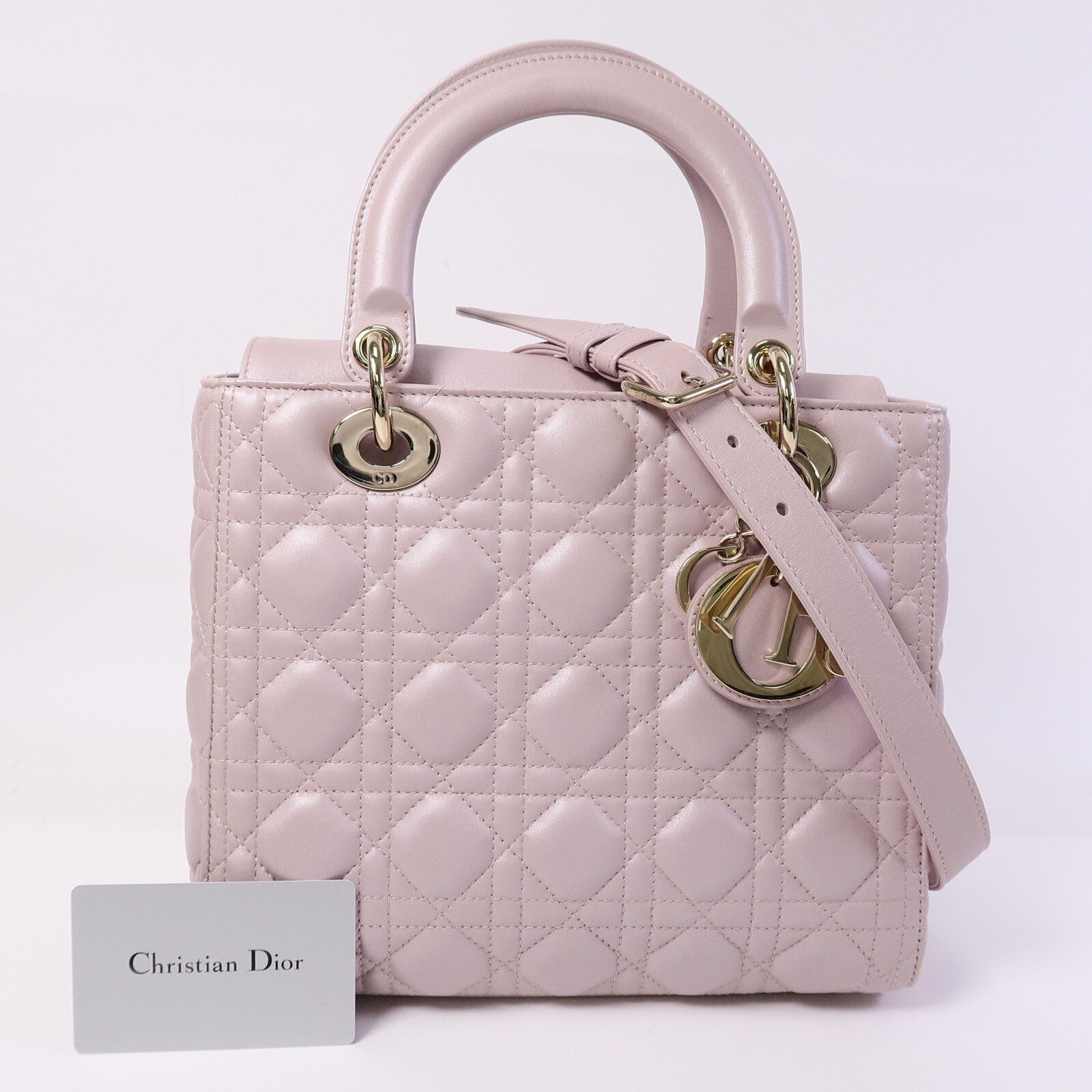 Dior 羊皮皮革Lady Dior Medium手挽肩背兩用袋