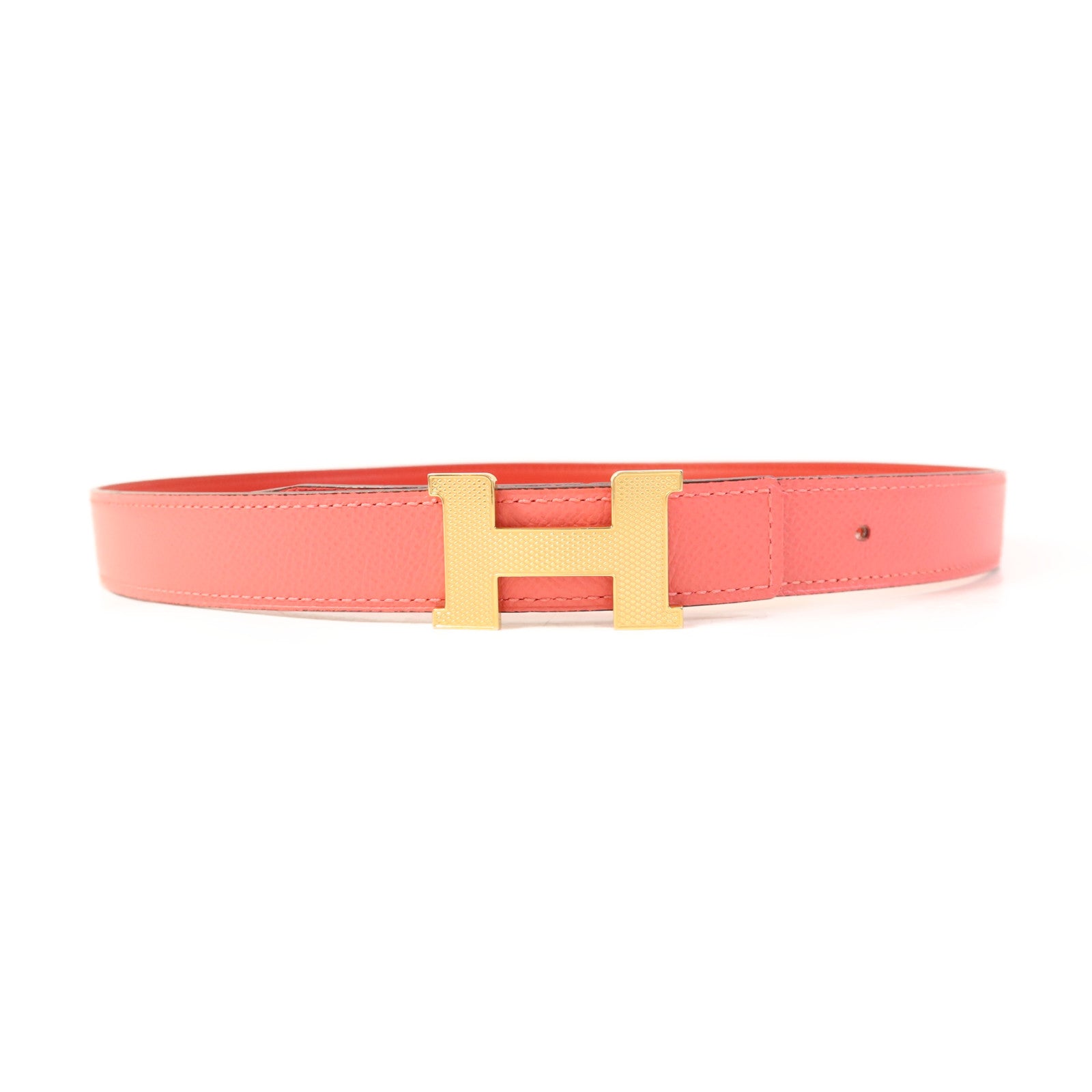 HERMES 【激減優惠】Epsom/Swift皮革Mini Constance Belt金扣皮帶Pink/Red