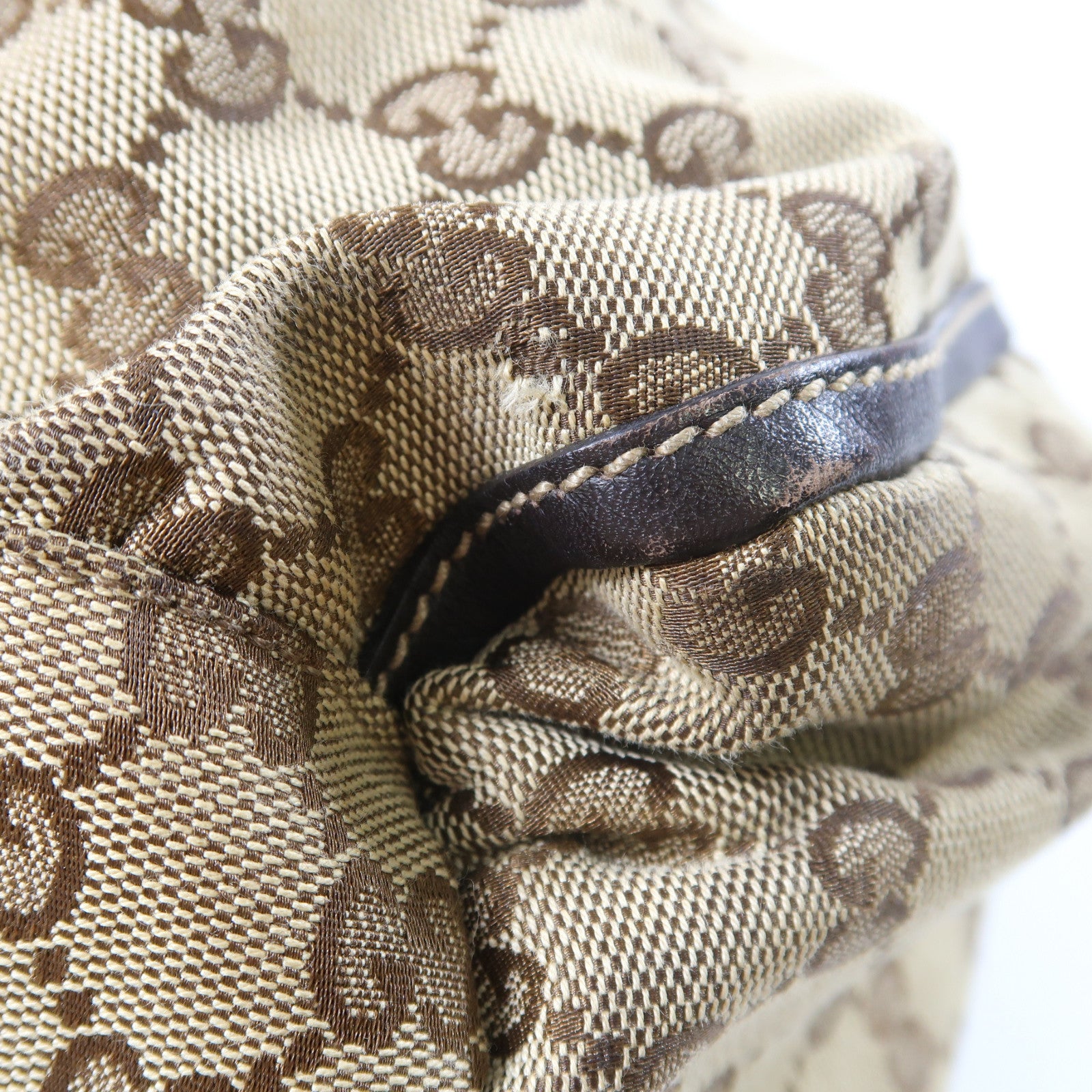 GUCCI 【激減優惠】塗層帆布/皮革D Ring Large金扣手挽袋啡色
