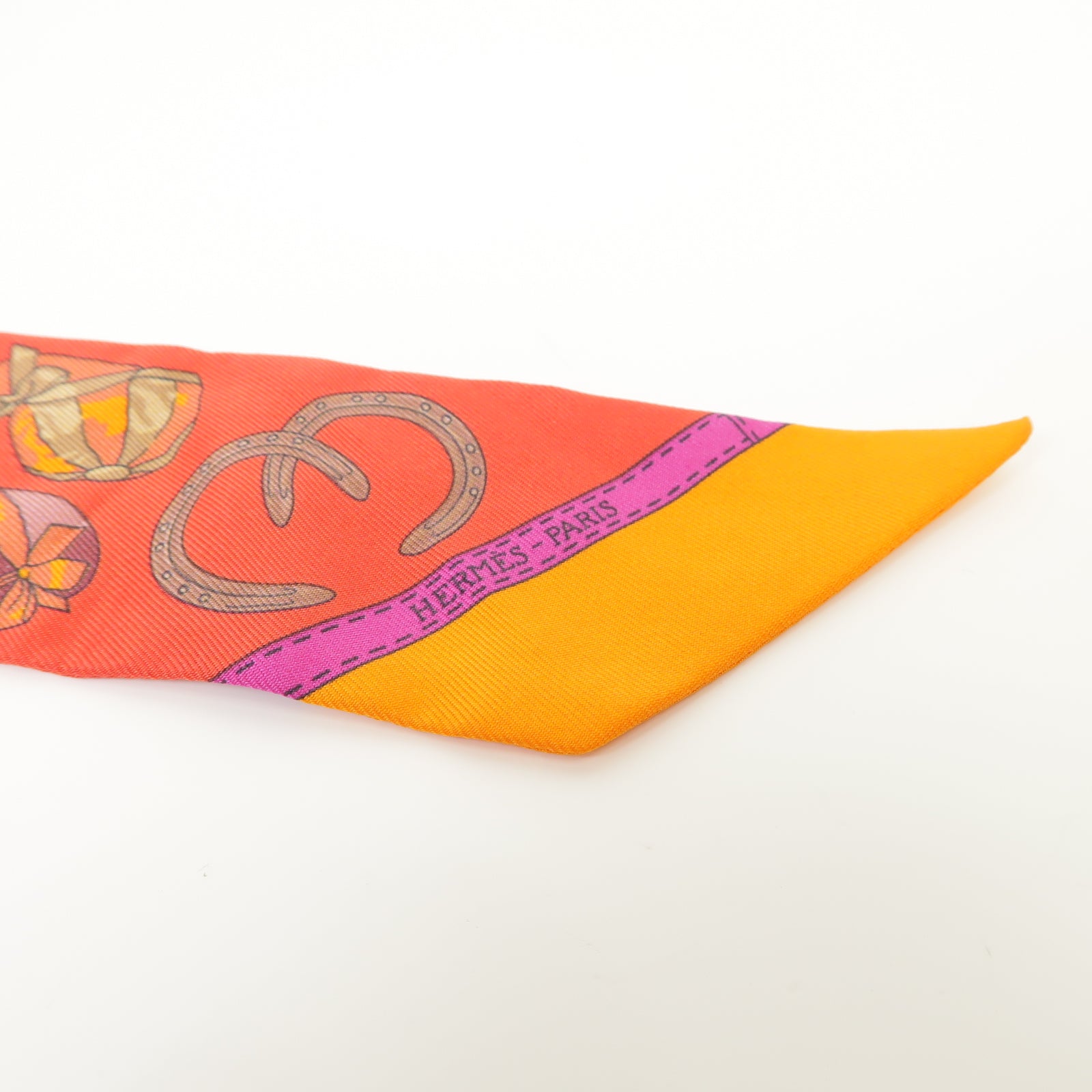 HERMES 【激減優惠】絲質Twilly絲巾紅色/橙色/粉紅色