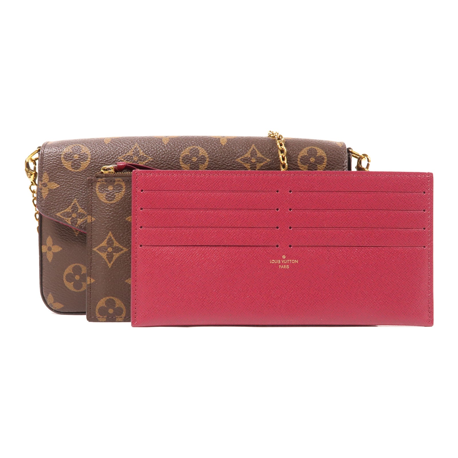 LOUIS VUITTON Monogram Pochette Felicie金扣鏈帶肩背袋