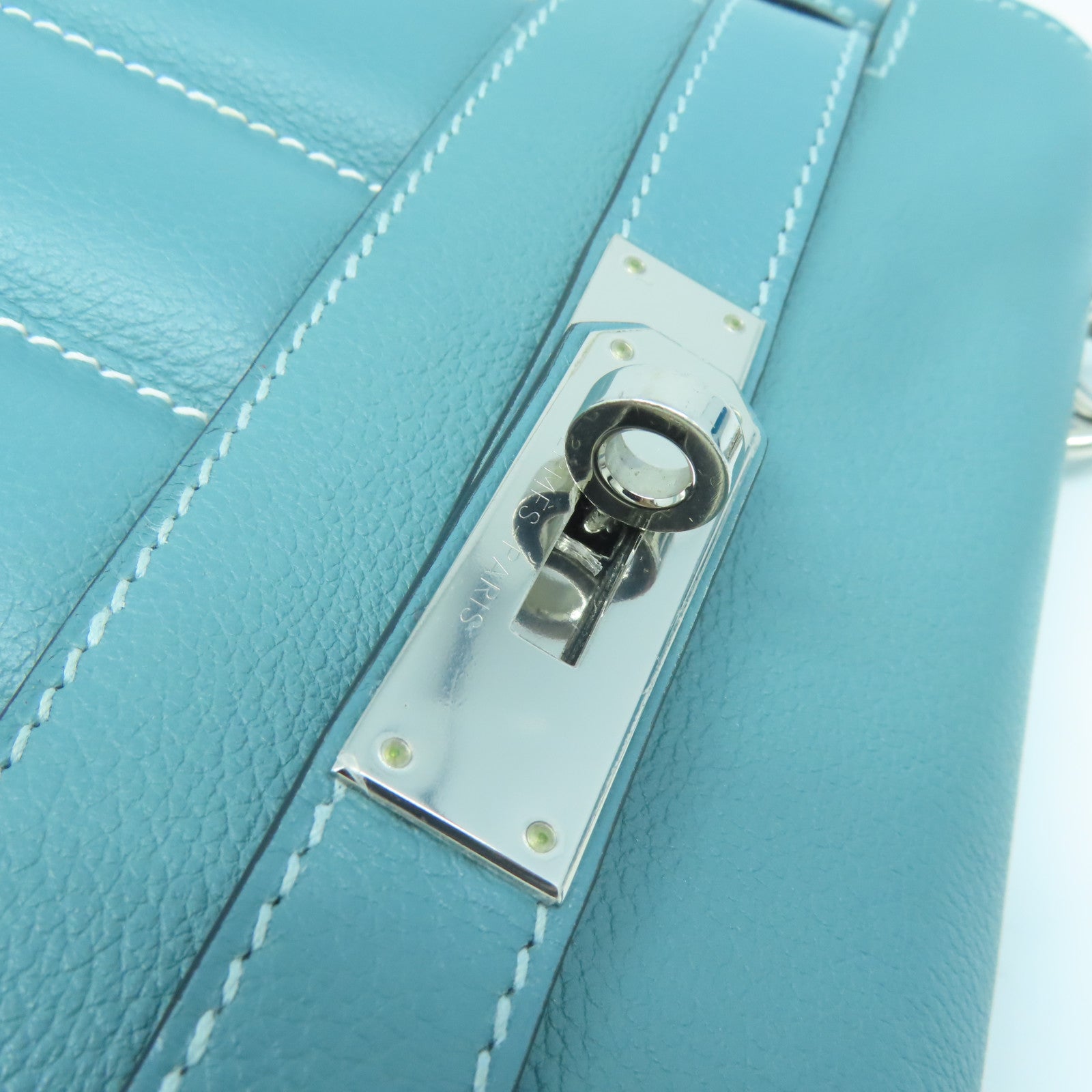 HERMES 【激減優惠】Evercolor皮革Mini Berline銀扣肩背袋藍色