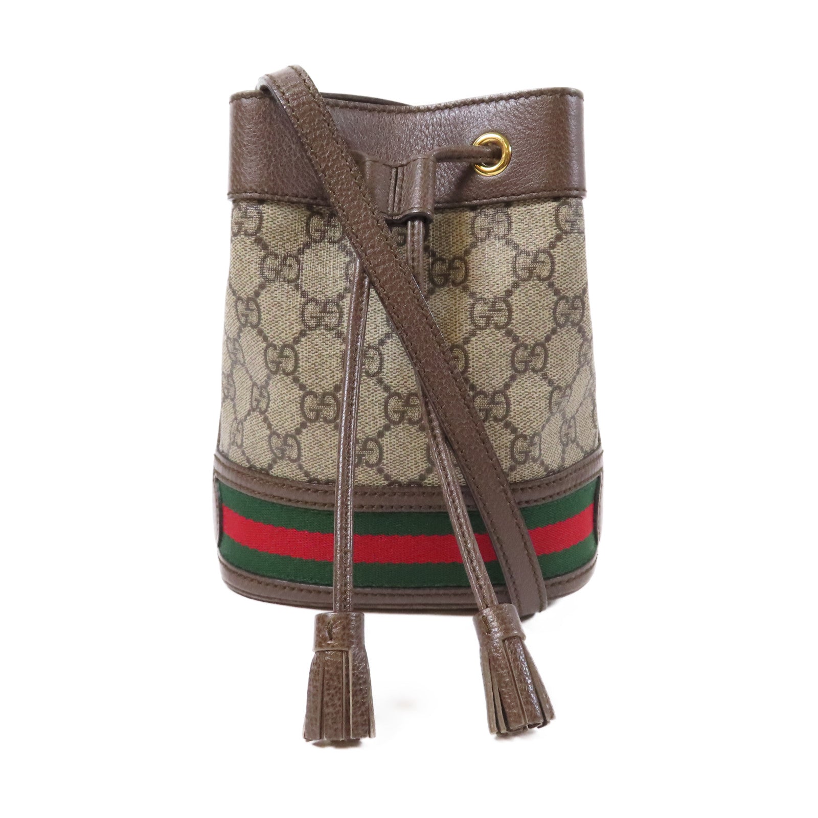 GUCCI 塗層帆布Ophidia Bucket Bag金扣肩背袋啡色
