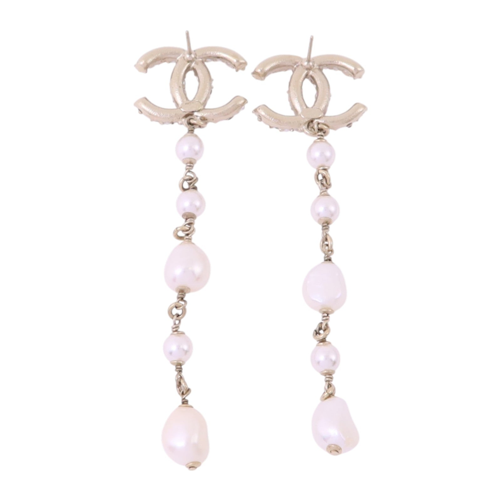 CHANEL 金屬/PVC/水鑽Earrings金扣耳環
