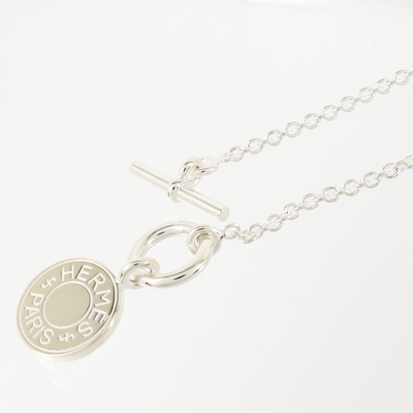 HERMES 925純銀Amulettes Ex-Libris Necklace銀扣項鏈