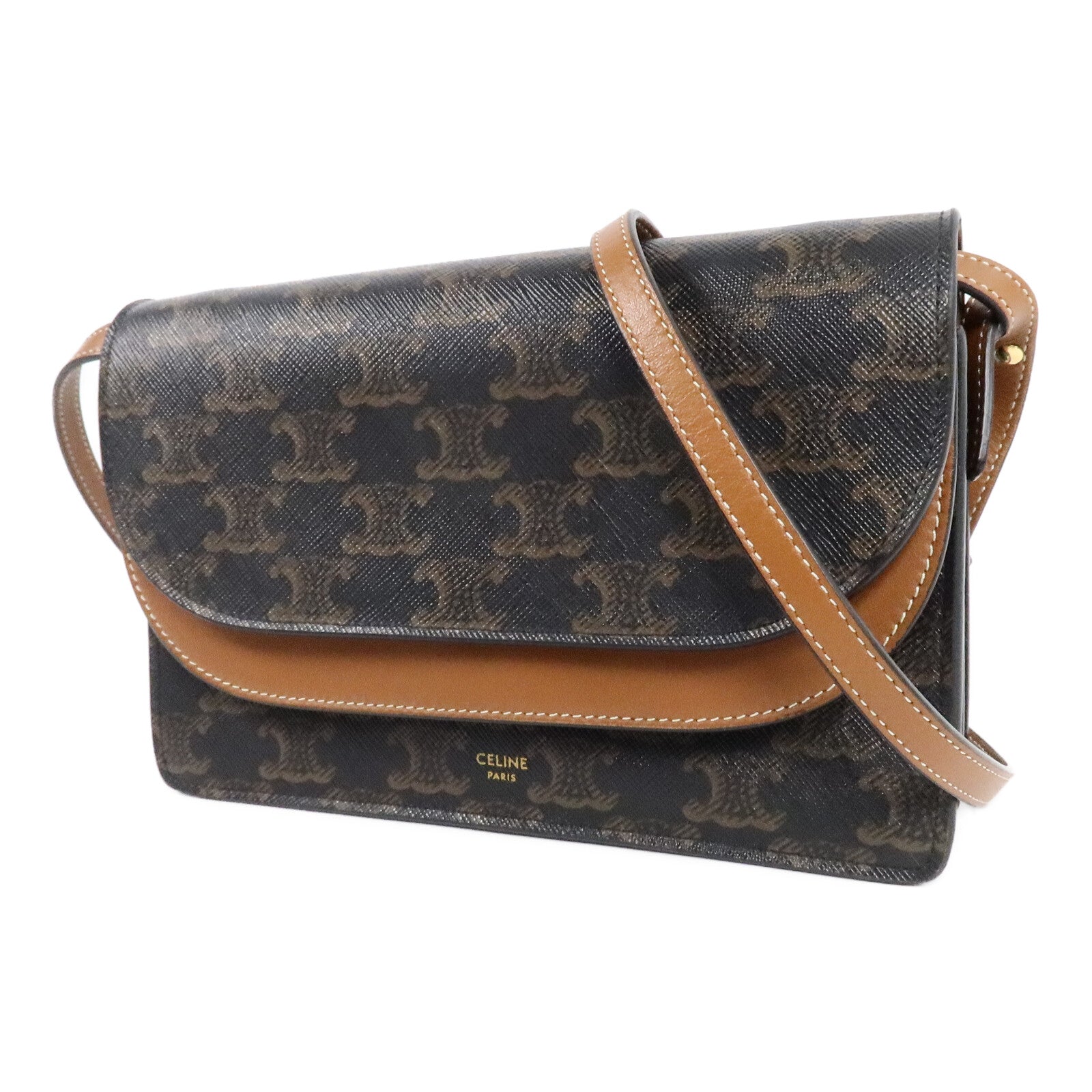 CELINE 塗層帆布Duo Wallet On Strap肩背袋