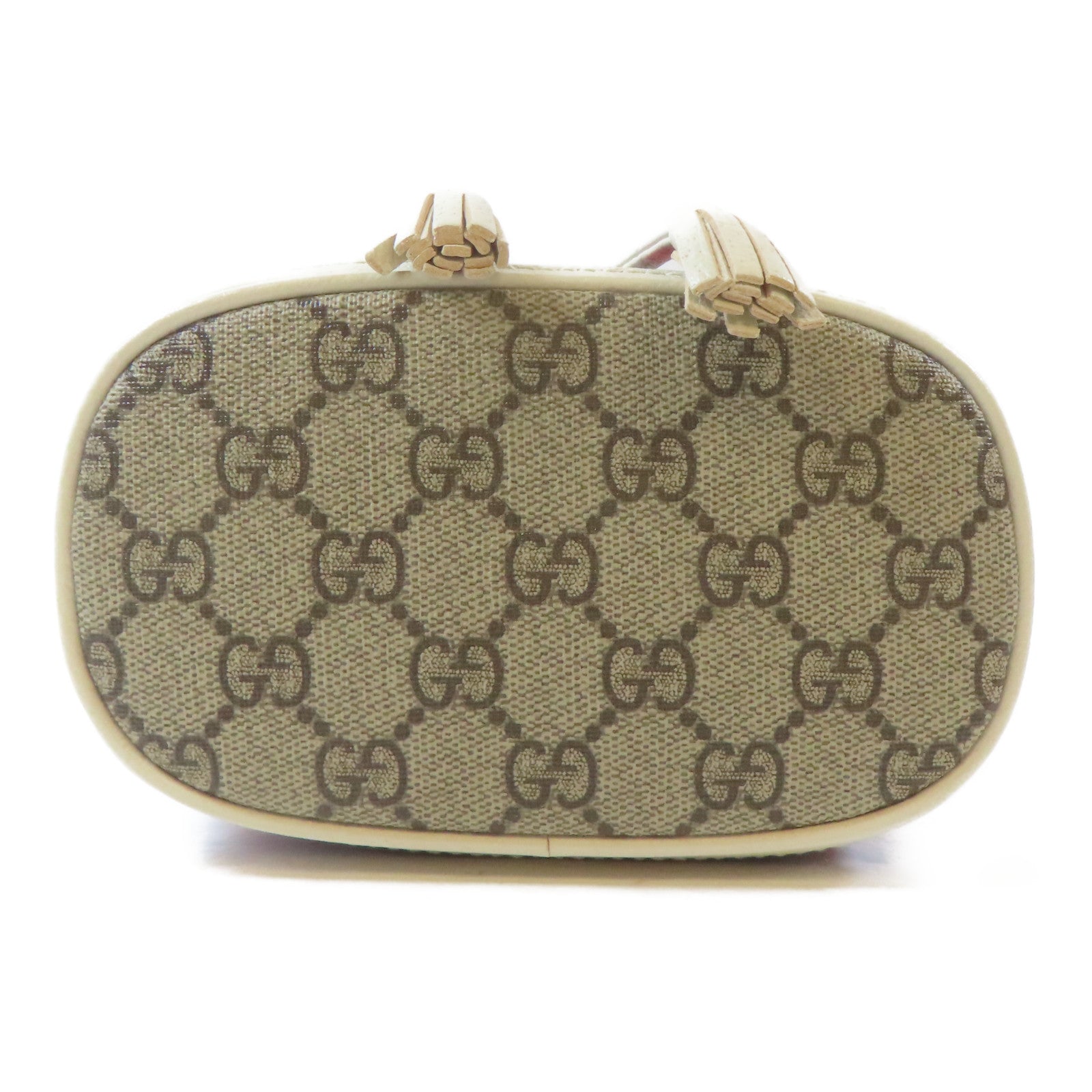 GUCCI 塗層帆布Ophidia GG Mini Bucket金扣肩背袋啡色/白色