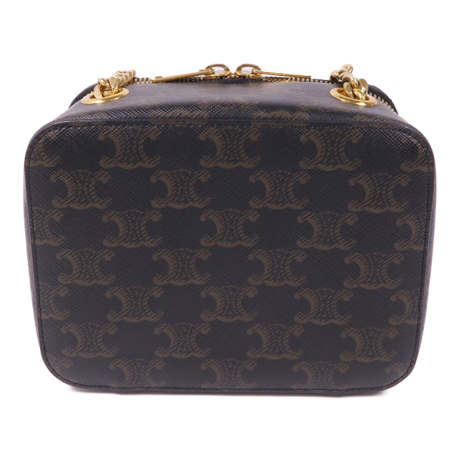 CELINE 塗層帆布Triomphe金扣鏈帶肩背袋